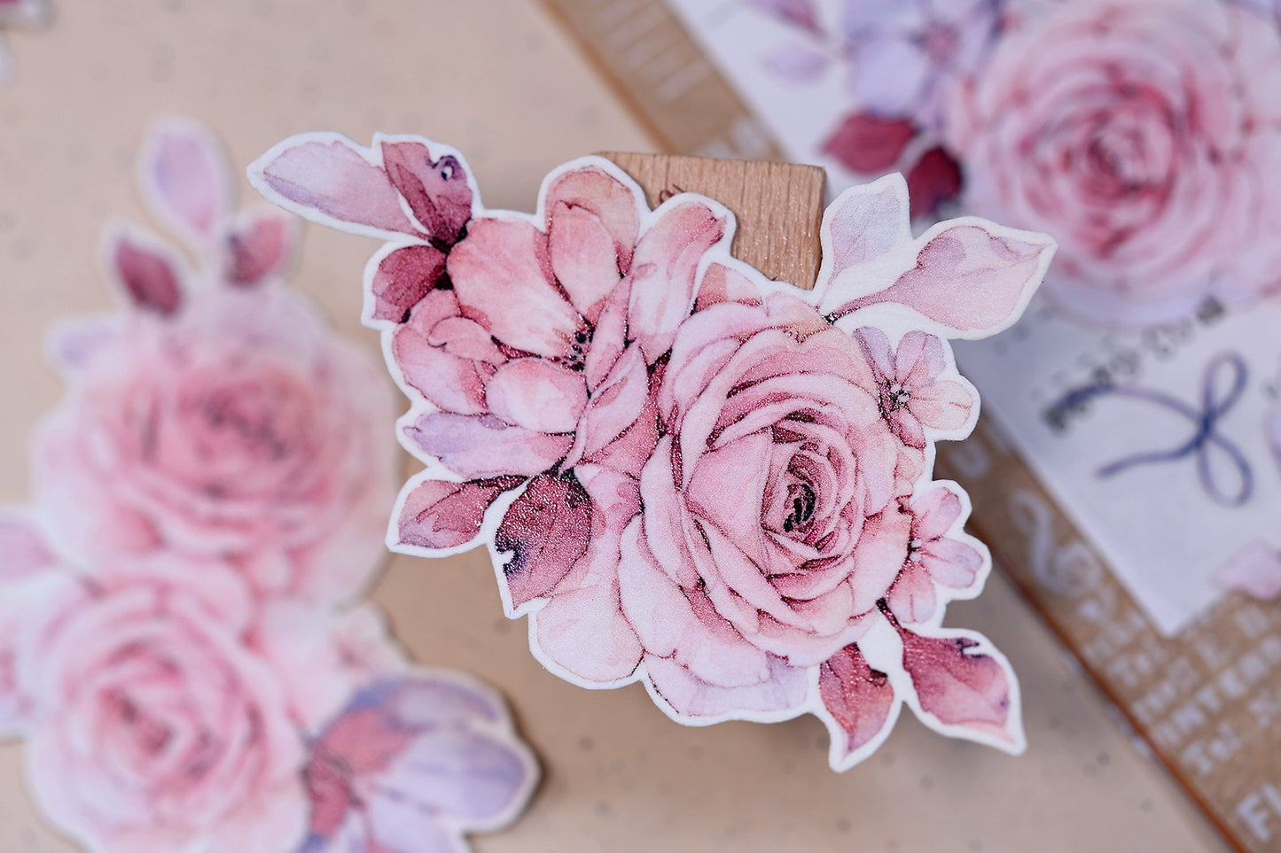 XiaoBaiJia【Clear Sky/Morning Mist】Light Retro Mint Green Flower Orginal Design Washi Pet Floral Tape Landscaping Stickers