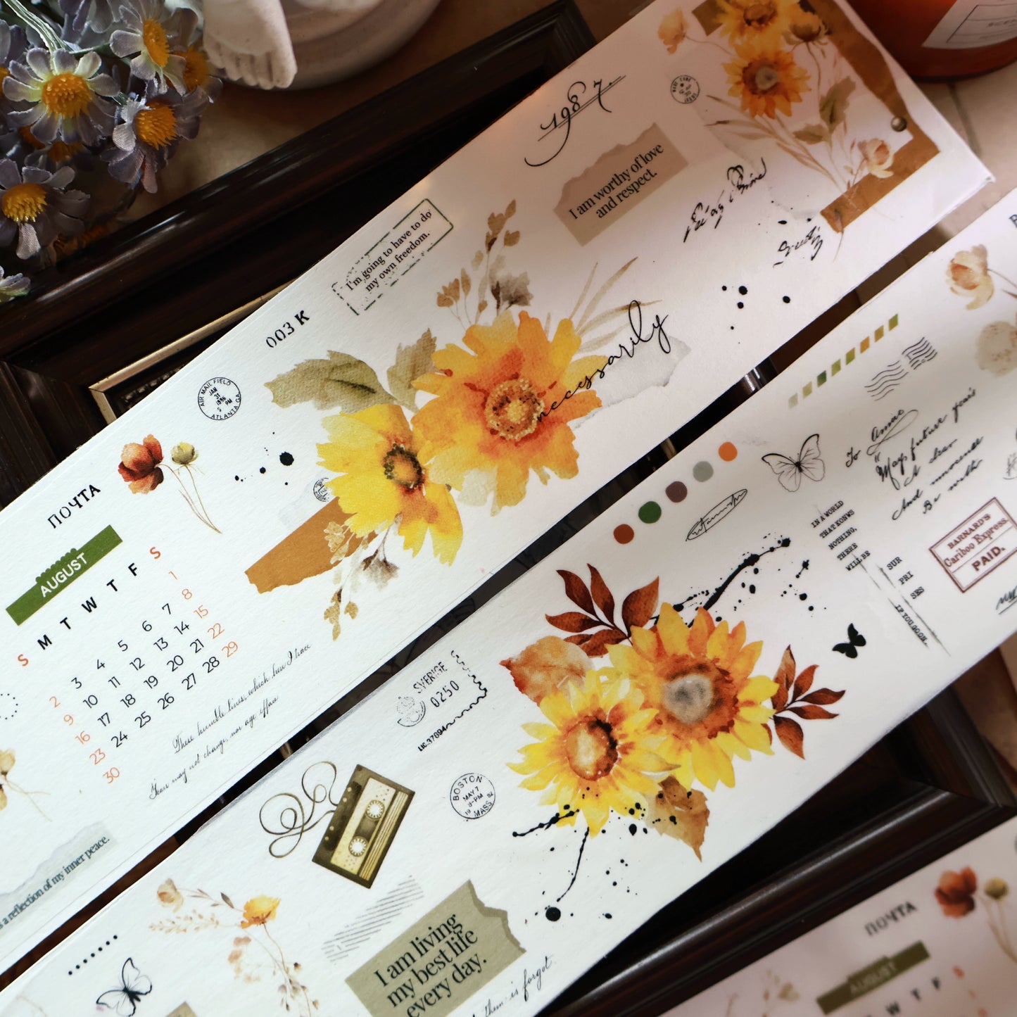 YiEr Vol13【Sunflower】Orginal Design Washi/Pet Floral Tape Light Retro Landscaping Stickers