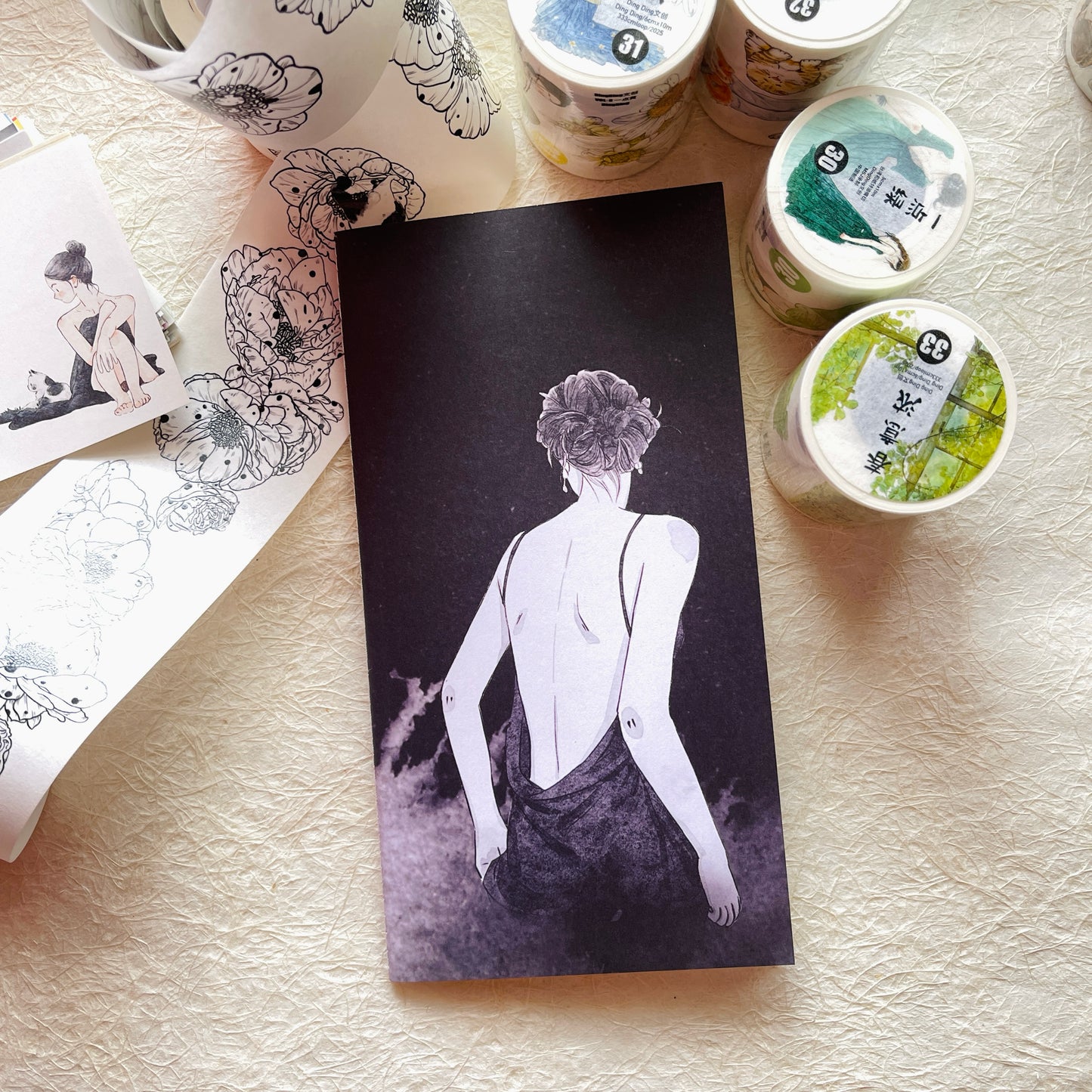 DingDing Vol9【4 Pcs 11*21cm Person Cover Travel Notebook】,Washi Sticker Book,Passport, Blank Inner Pages,for Junk Journal,Journaling,Scrapbooking