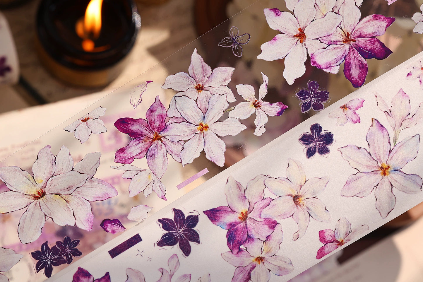 XiaoBaiJia【Windy Purple】Light Retro Orginal Design Washi Pet Floral Tape Light Retro Landscaping Stickers