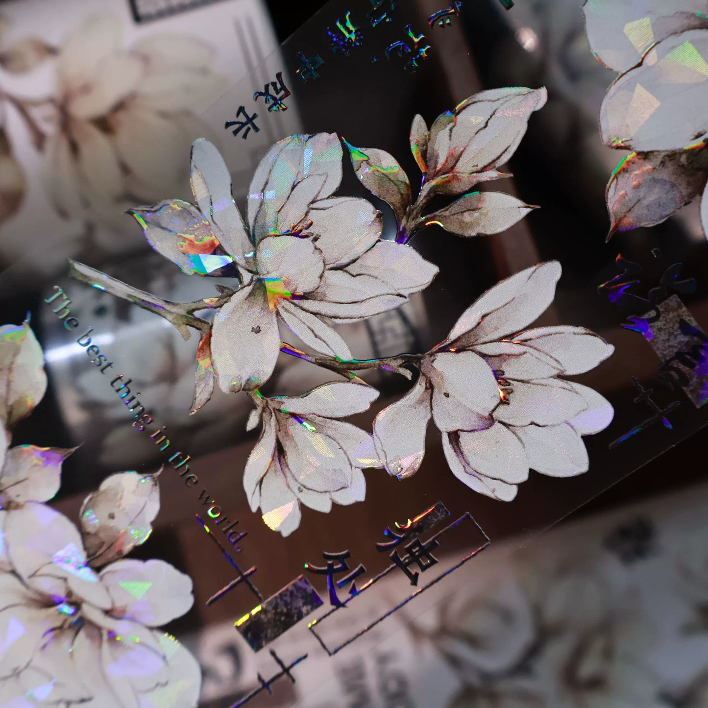 YiEr Vol14【Moon Condensation Fragrance】Ancient Style Magnolia Floral Washi Tape and PET Stickers