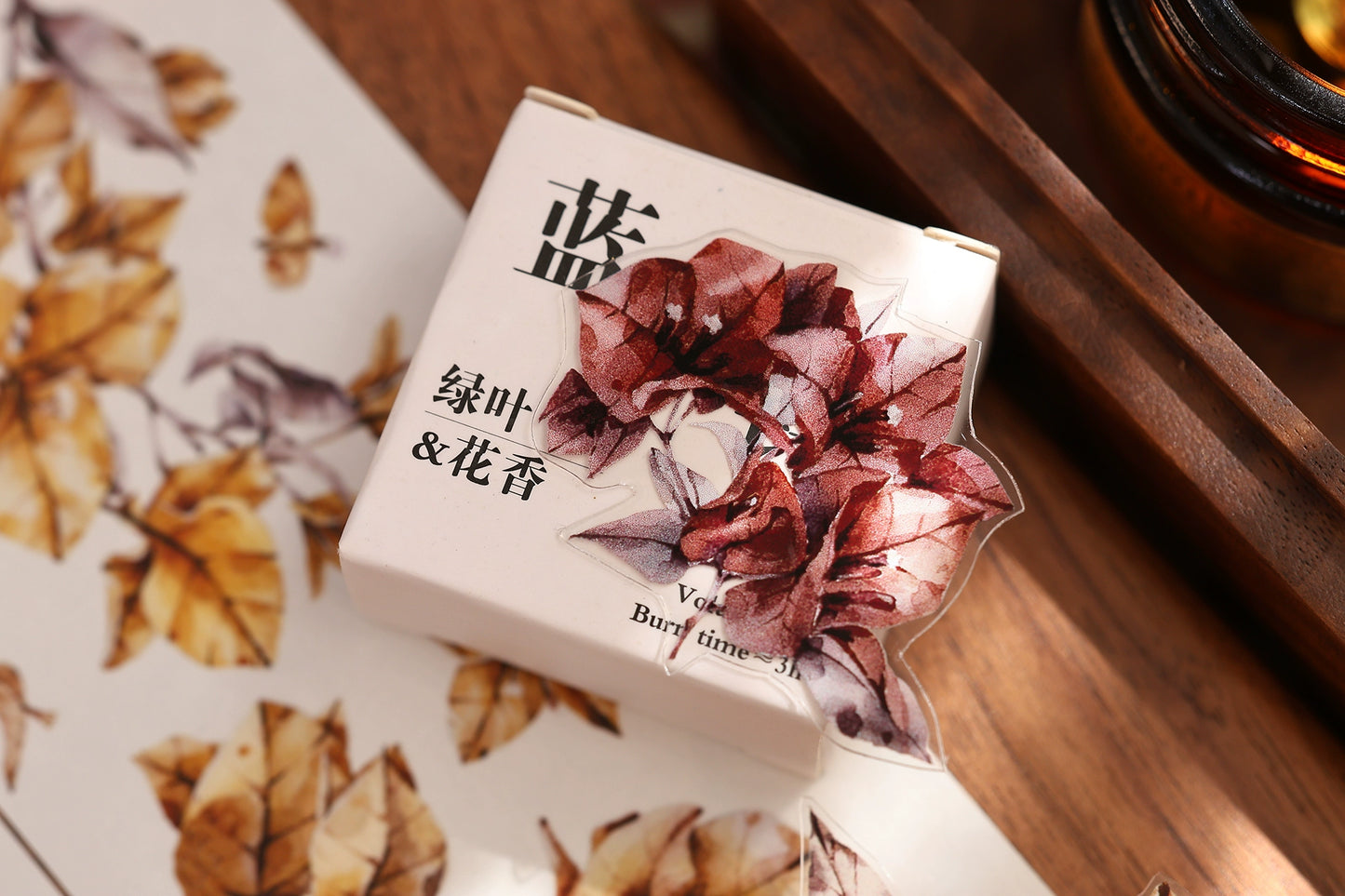 XiaoBaiJia【Bougainvillea Follower】Light Retro Tea Brown Flower Orginal Design Washi Pet Floral Tape Landscaping Stickers