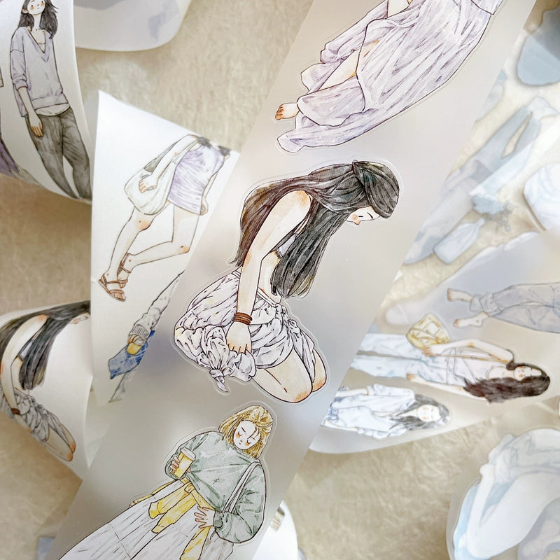 Seahorse Forest Vol6【A37#Leisurely】Original Design Pre-Cut Washi/PET Tape Stickers,for Scrapbook Supplies,Junk Journal Supplies