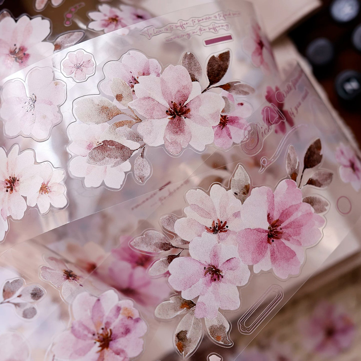 XiaoBaiJia Salt Series【Pink Mist Letter Paper】Pre-cut Orginal Design Washi/Pet Tape Light Retro Stickers