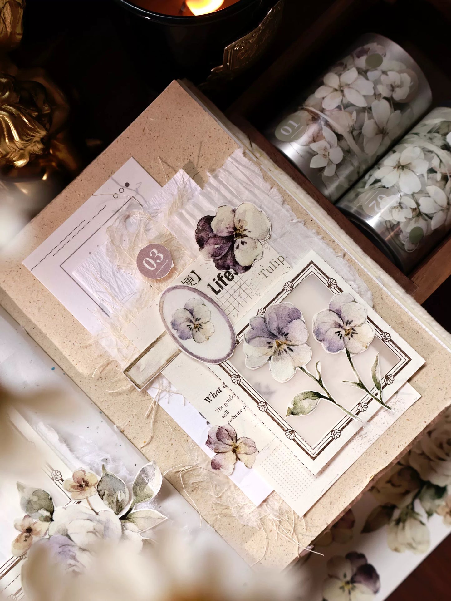 YiEr Vol14【Wind Language Flower Sleep】Small Floral Washi Tape and PET Stickers