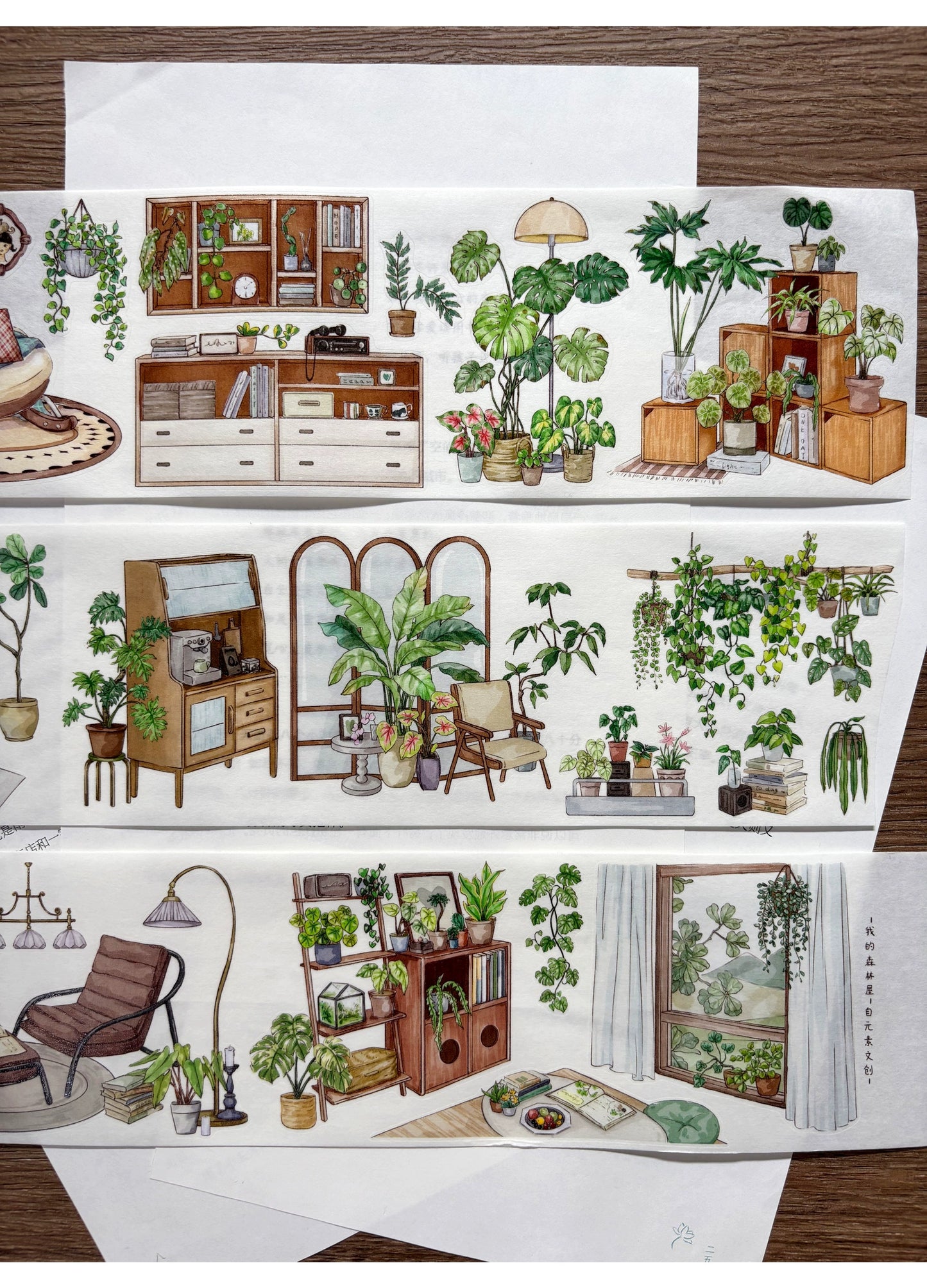 ZiYuanSu Vol12【My Forest House】Scene/Landscape Pre-cut Washi/PET Tape,for Scrapbook Supplies,Scrapbook Tape Stickers,Junk Journal Supplies