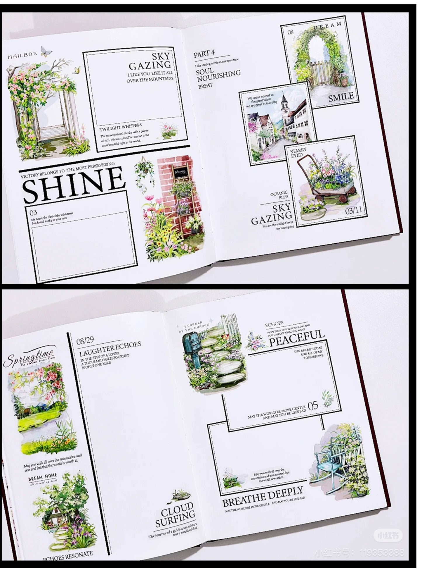 ZiYuanSu【Spring's Colors Fill Garden】Scene/Landscape Pre-cut Washi/PET Tape,for Scrapbook Supplies,Scrapbook Tape Stickers,Junk Journal Supplies