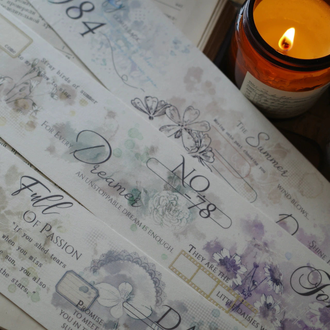 YiEr【Light Color】Orginal Design Washi/Pet Tape Light Retro Floral Stickers