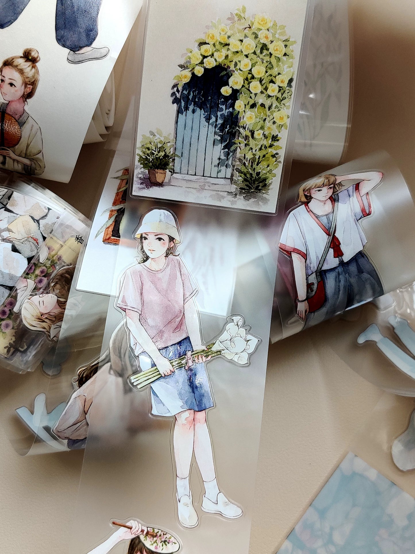 Xiangxiang Vol6【Summer】Light Retro Character Scenery Orginal Design Washi Pet Tape Landscaping Stickers