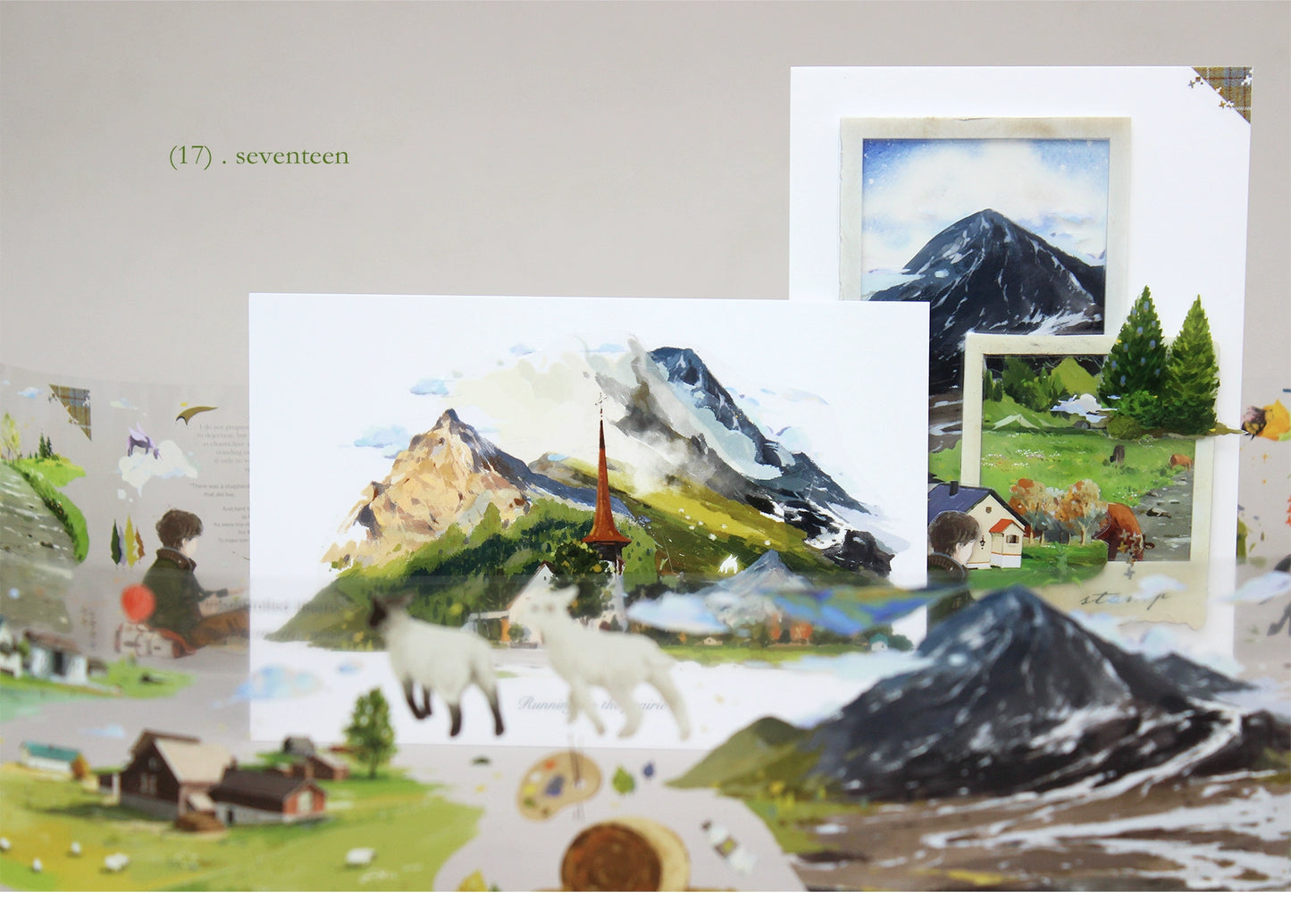 Moodtape【Wind in the Mountains and Wilderness】Forest Landscap Original Design Washi/Pet Tape Stickers,for Scrapbook Supplies,Scrapbook Tape Stickers,Junk Journal Supplies