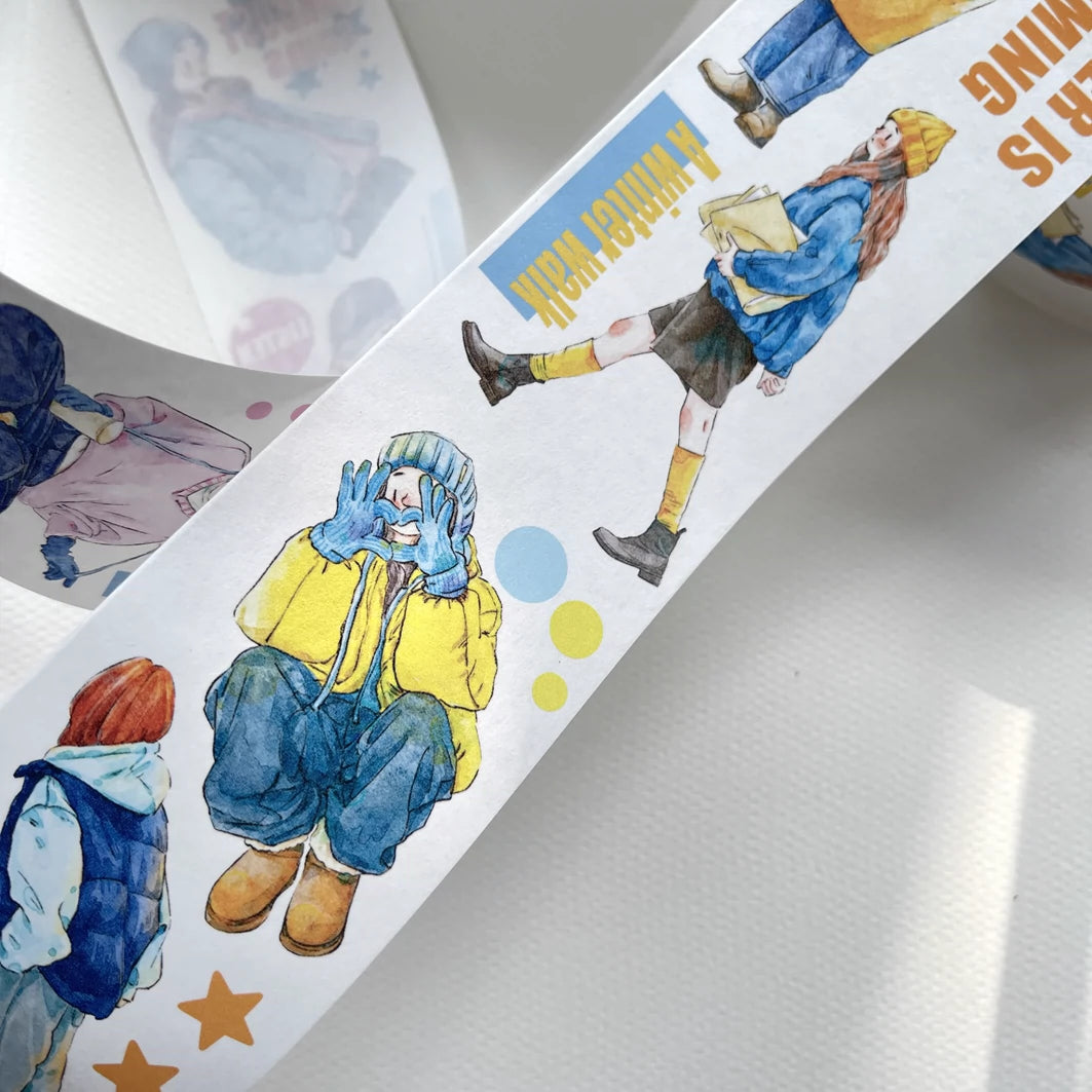 Seahorse Forest Vol2【A11#Warm Winter】Original Character Design Journal Washi/Matte PET Tape Versatile Collage Material
