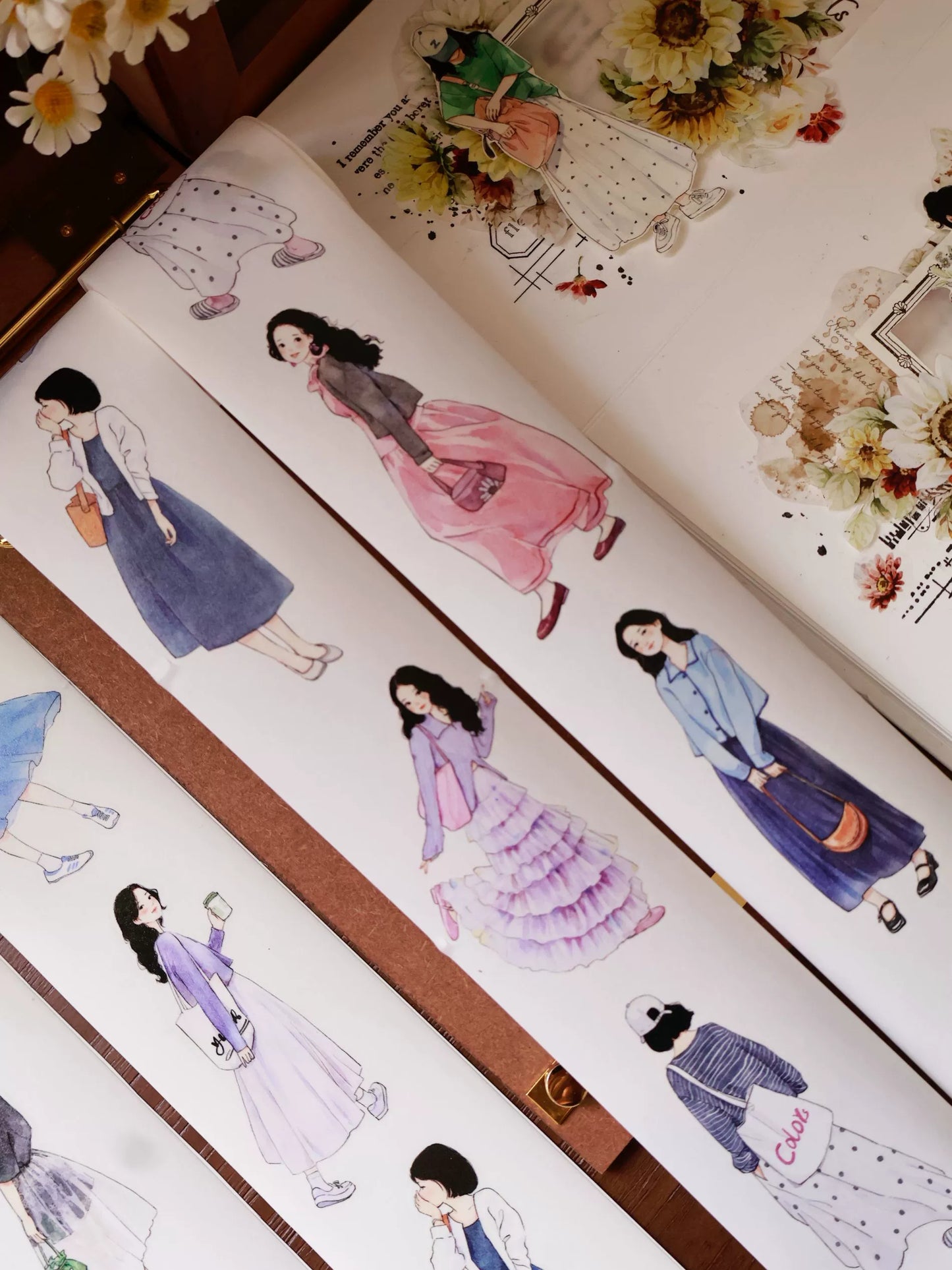 YiEr Vol14 【Yuanqi Sweet Sister】Pre-cut Light Retro Sweet Girl Character Orginal Design Washi Pet Tape Stickers