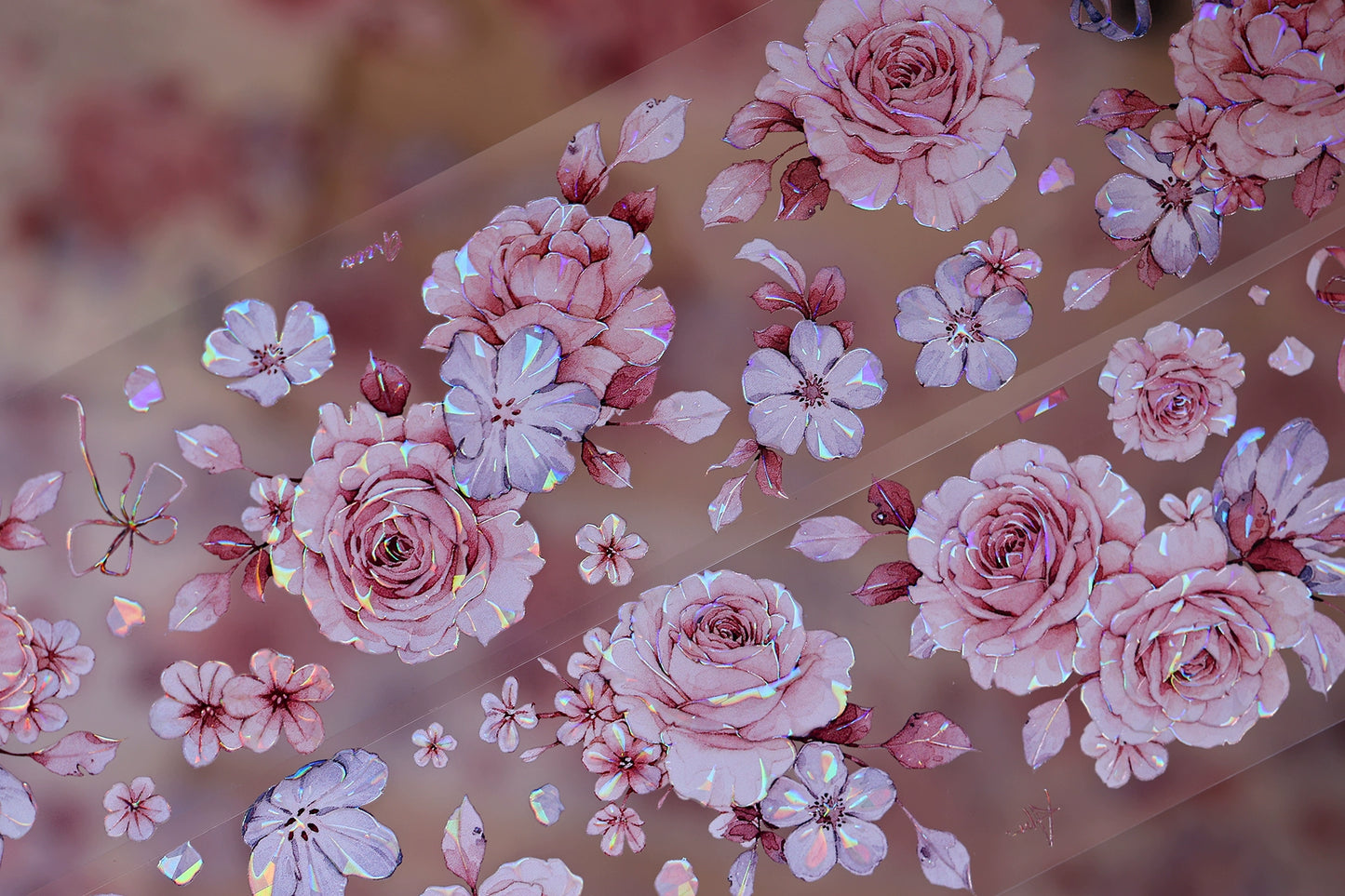 XiaoBaiJia【Clear Sky/Morning Mist】Light Retro Mint Green Flower Orginal Design Washi Pet Floral Tape Landscaping Stickers