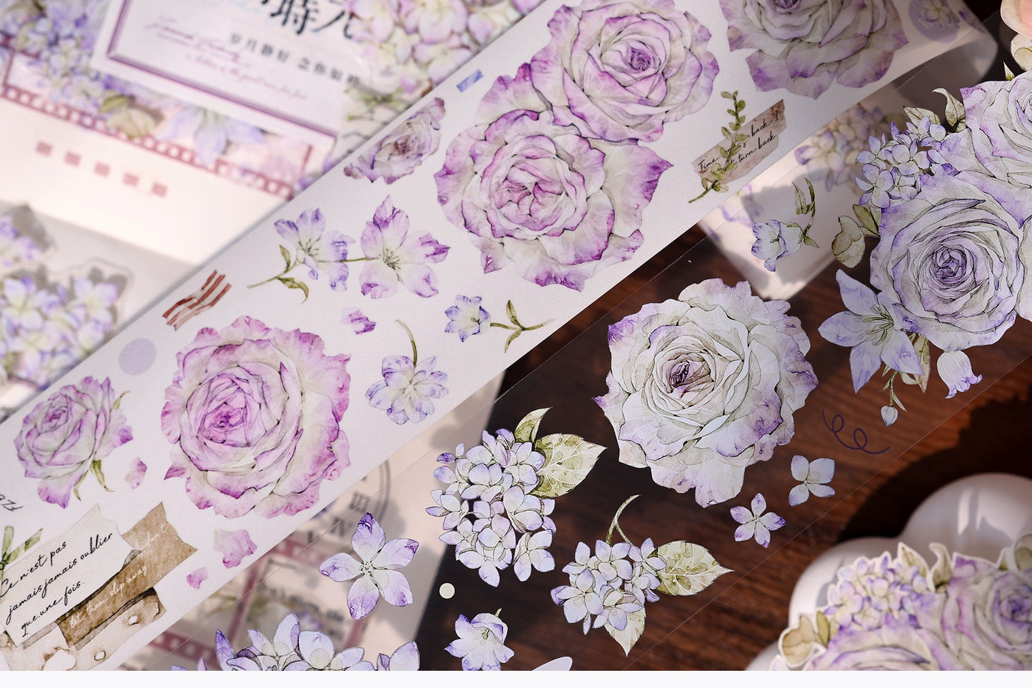 XiaoBaiJia【Fantasy Purple/Ink Dyeing】Light Retro Orginal Design Washi Pet Tape Landscaping Stickers
