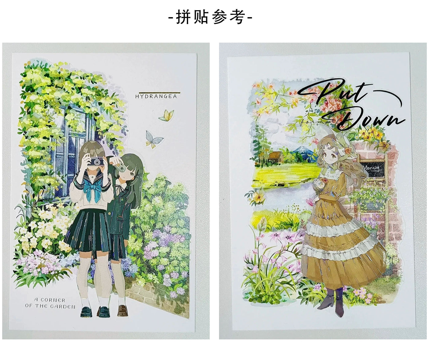 ZiYuanSu【Spring's Colors Fill Garden】Scene/Landscape Pre-cut Washi/PET Tape,for Scrapbook Supplies,Scrapbook Tape Stickers,Junk Journal Supplies
