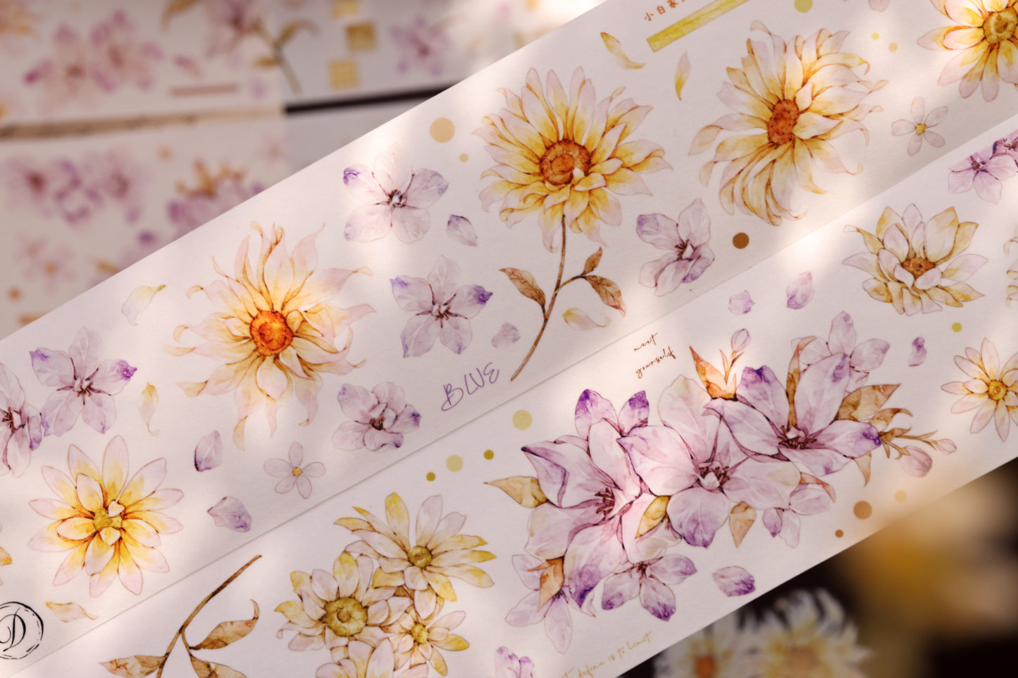 XiaoBaiJia【Franju】【 Floating Light Warm Orange】Orginal Design Washi/Pet Floral Tape Light Retro Landscaping Stickers