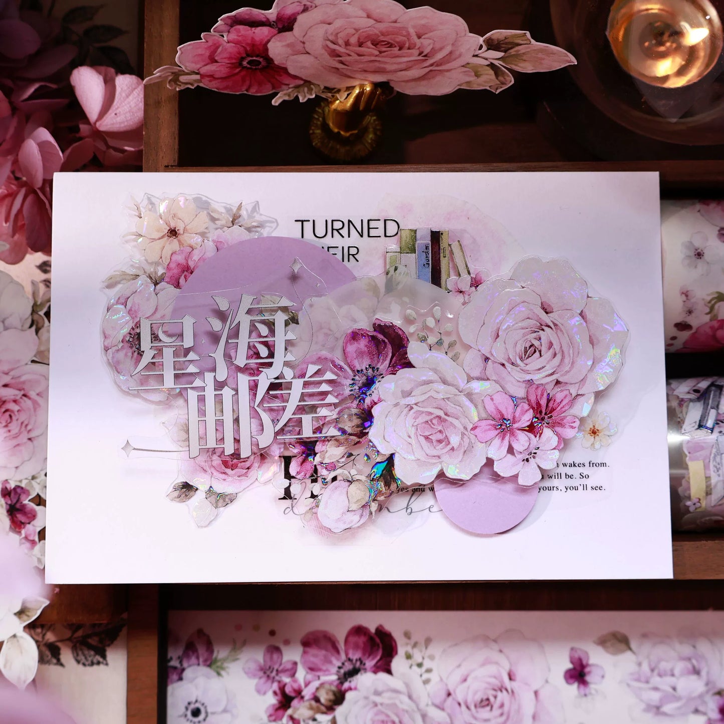 YiEr Vol14【Purple Mist Yarn】Rose Floral Washi Tape and PET Stickers