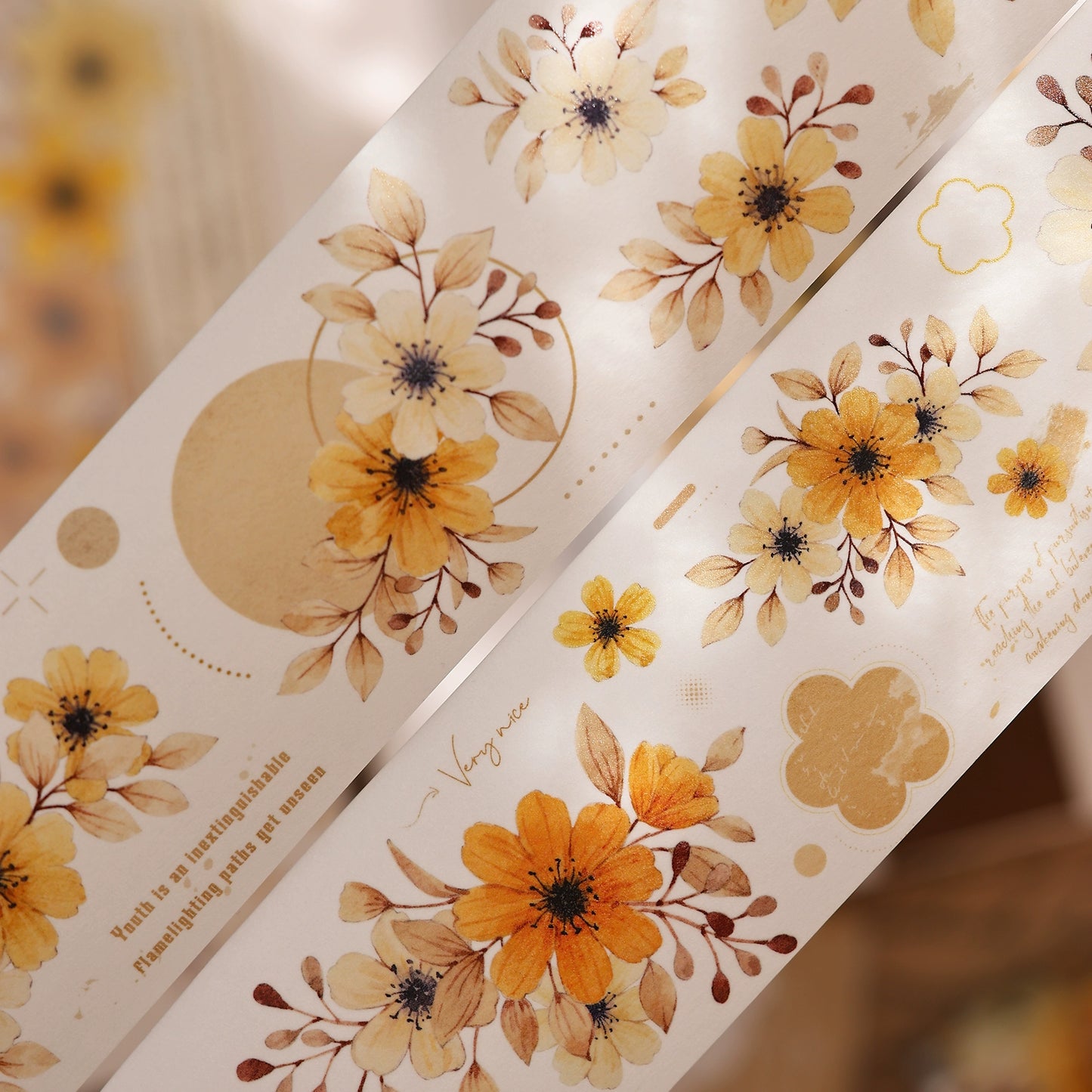 XiaoBaiJia【 Summer Overture】Light Retro Daisy Flower Orginal Design Washi Pet Floral Tape Landscaping Stickers