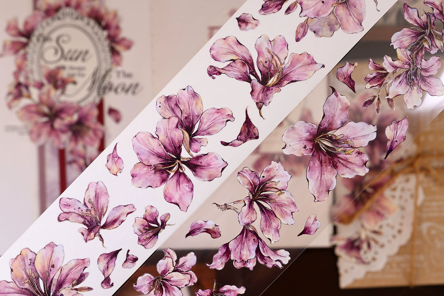 XiaoBaiJia【Bauhinia Flower】Light Retro Orginal Design Washi Pet Floral Tape Light Retro Landscaping Stickers