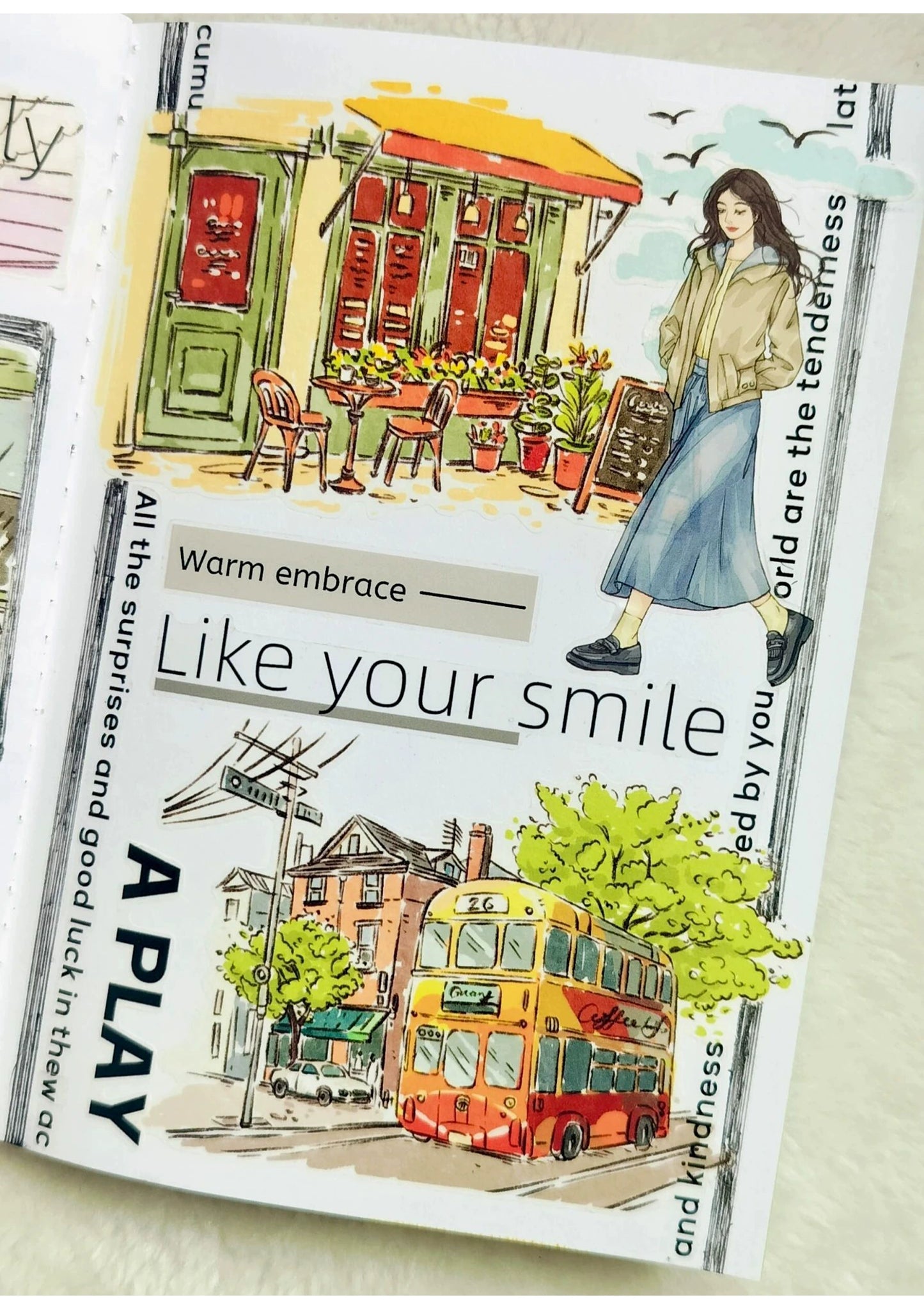 ZiYuanSu【Street View】Background Scene/Landscape Pre-cut Washi/PET Tape,for Scrapbook Supplies,Scrapbook Tape Stickers,Junk Journal Supplies