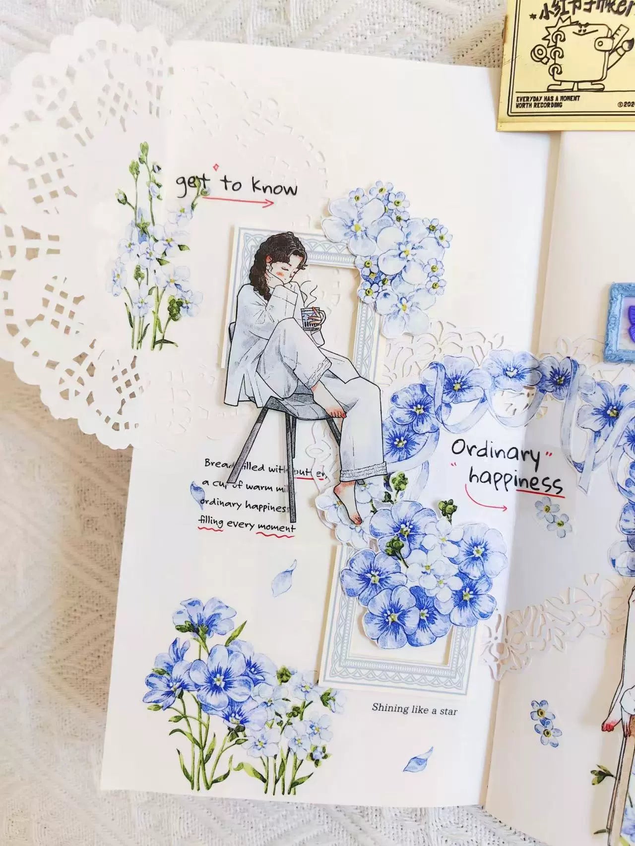 Kaixiaoxun Vol9 【Nestled in the Sofa】 Pre-Cut Long Loop Washi/Matte PET Tape for Scrapbook Supplies,Junk Journal Supplies