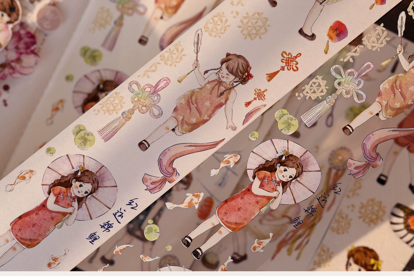 XiaoBaiJia【Qipao Charm】Light Retro Chinese Style Cute Little People Washi PET Tape