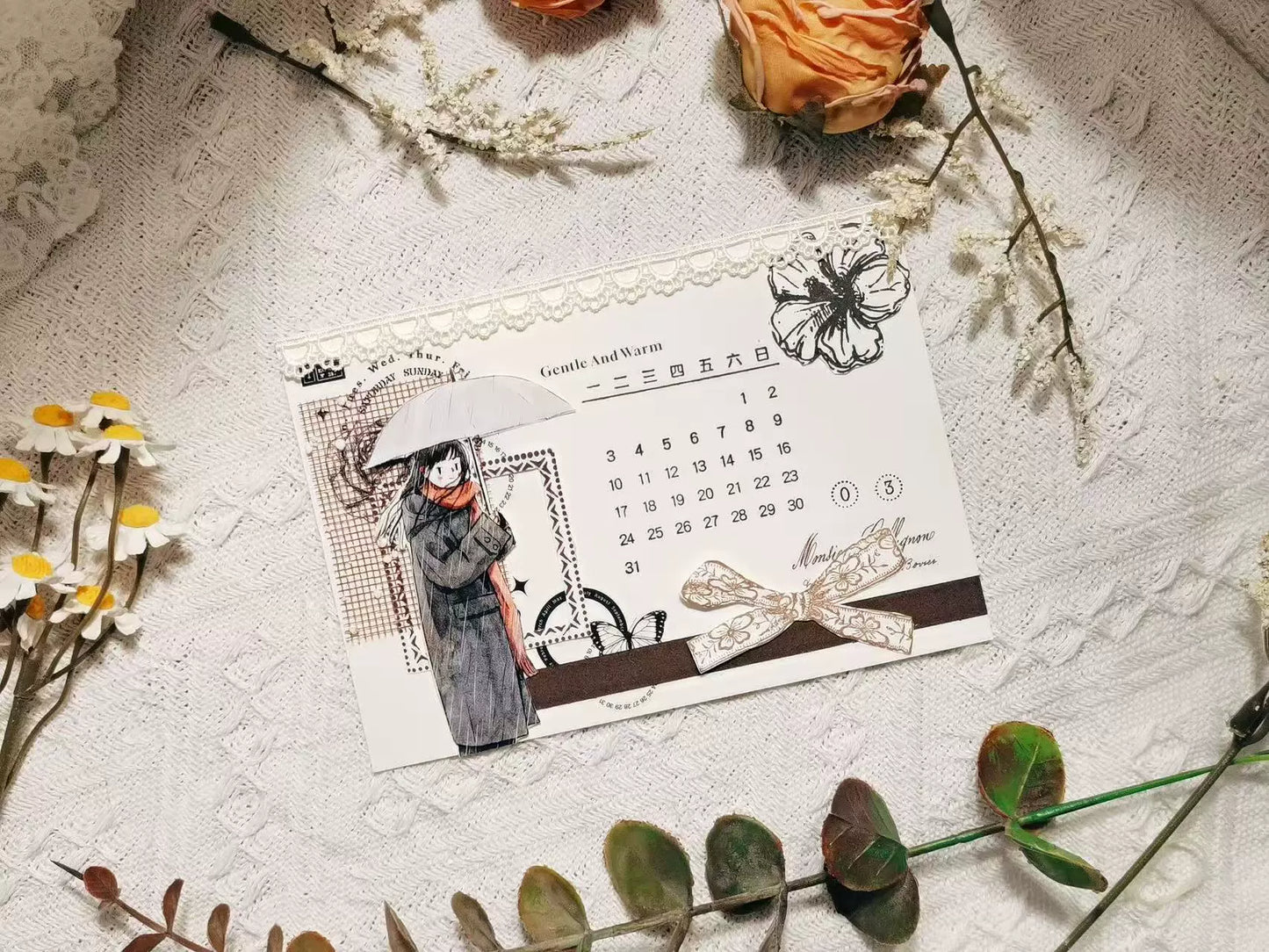 Kaixiaoxun Vol8 【Hold An Umbrella】 Pre-Cut Washi/Matte PET Tape for Scrapbook Supplies,Junk Journal Supplies