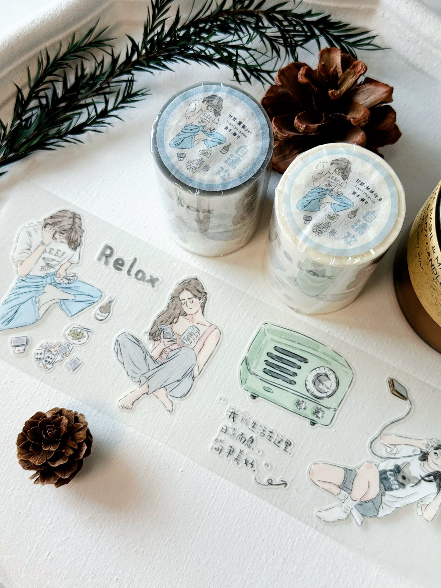 XiYue【Zi QingHuan】Original Character Design Washi/PET Tape Stickers,for Scrapbook Supplies,Journaling,Junk Journal,Bullet Journal,Planner Stickers