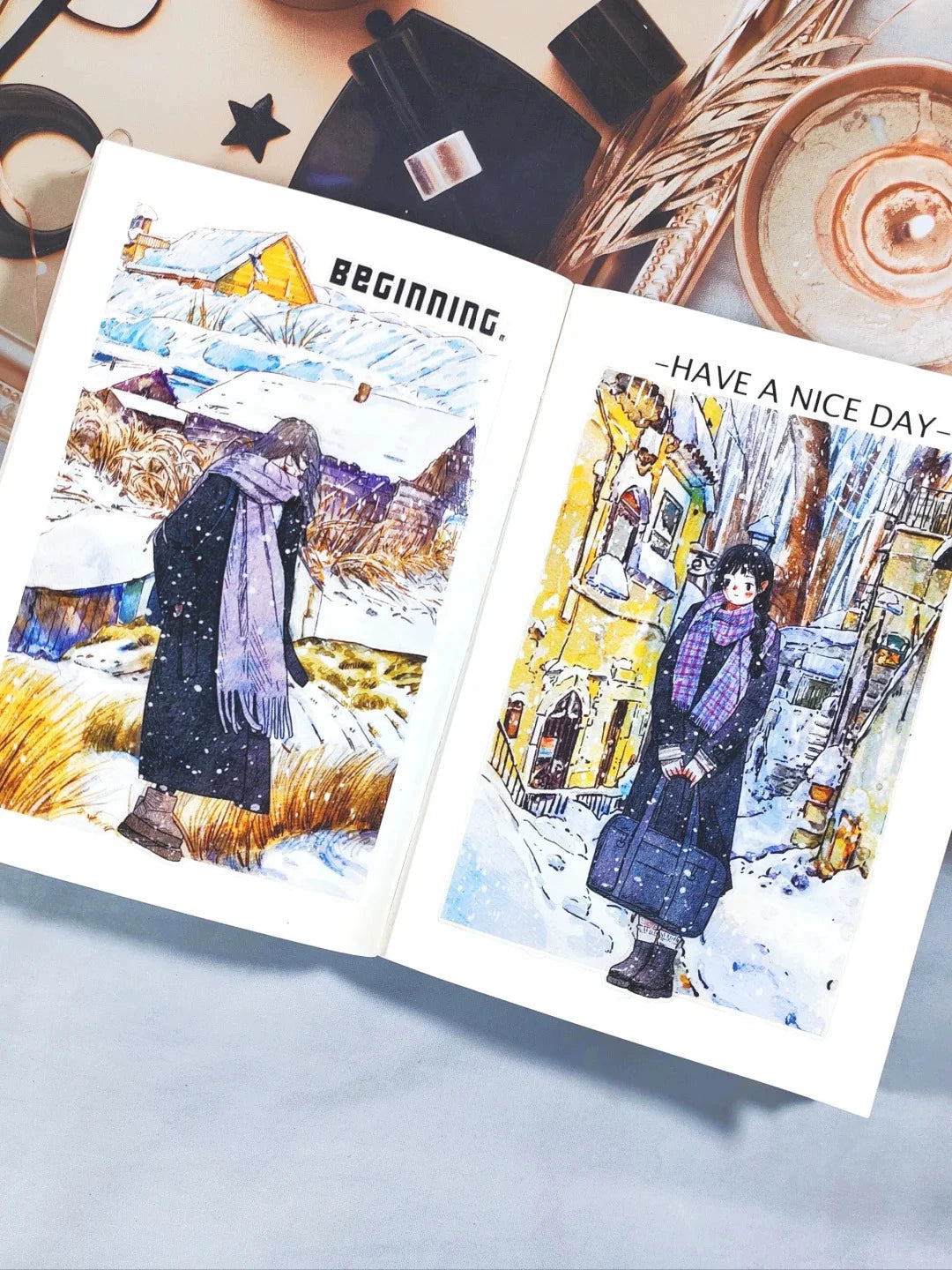 Kaixiaoxun Vol8 【It's Snowing】 Pre-Cut Washi/Matte PET Tape for Scrapbook Supplies,Junk Journal Supplies