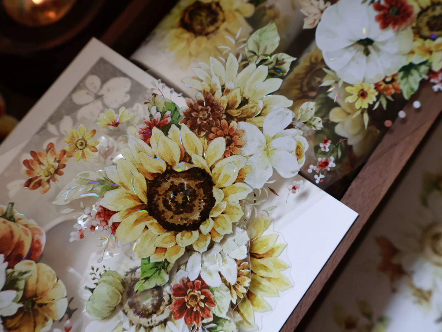 YiEr Vol14【Fields of Gold】Sunflower Floral Washi Tape and PET Stickers