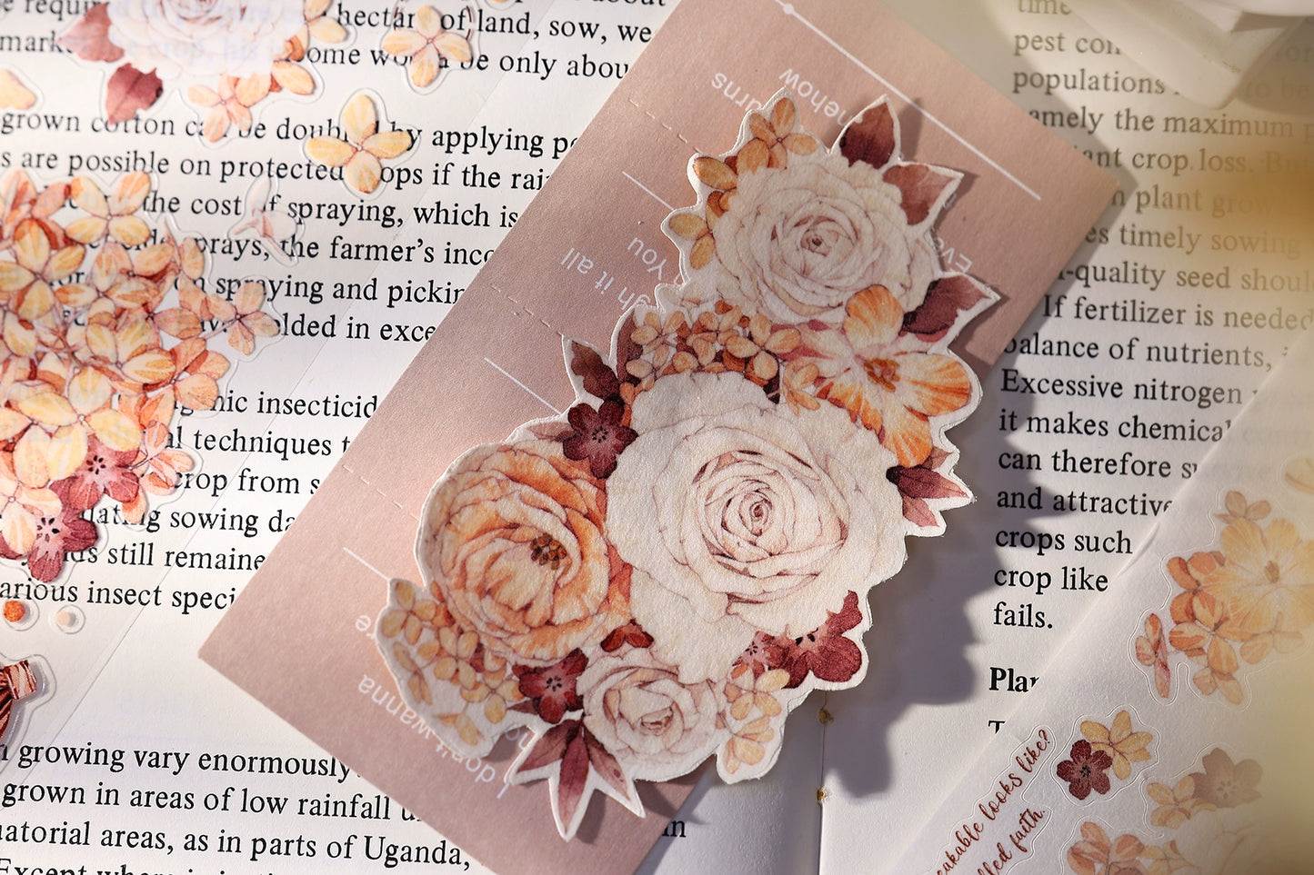 XiaoBaiJia【Tea Dyeing】Light Retro Flowers Orginal Design Washi Pet Tape Stickers