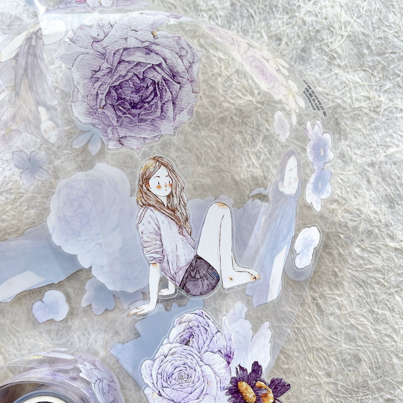 Seahorse Forest Vol6【A39#Twilight Purple】Original Design Pre-Cut Washi/PET Tape Stickers,for Scrapbook Supplies,Junk Journal Supplies