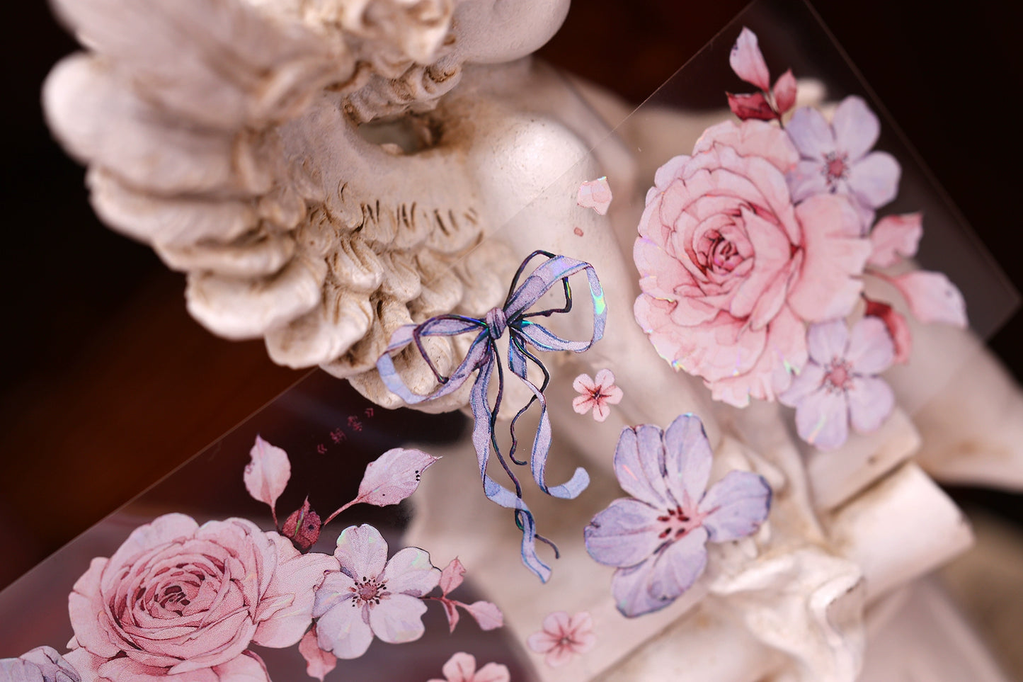 XiaoBaiJia【Clear Sky/Morning Mist】Light Retro Mint Green Flower Orginal Design Washi Pet Floral Tape Landscaping Stickers