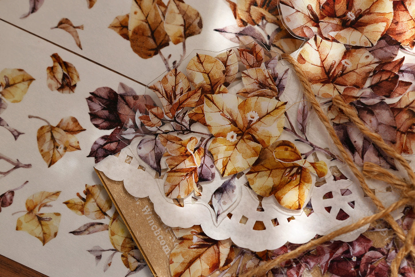 XiaoBaiJia【Bougainvillea Follower】Light Retro Tea Brown Flower Orginal Design Washi Pet Floral Tape Landscaping Stickers