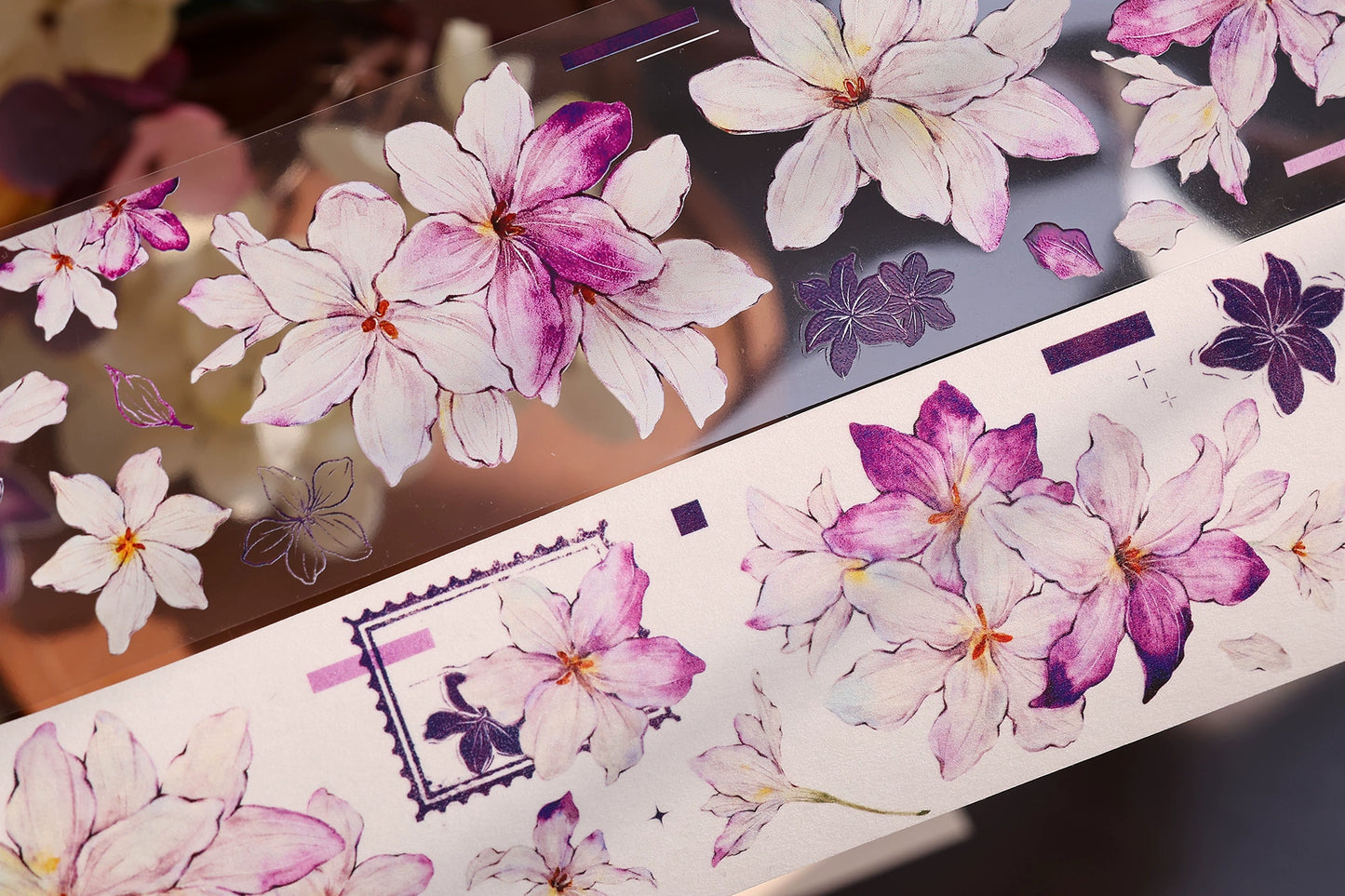 XiaoBaiJia【Windy Purple】Light Retro Orginal Design Washi Pet Floral Tape Light Retro Landscaping Stickers