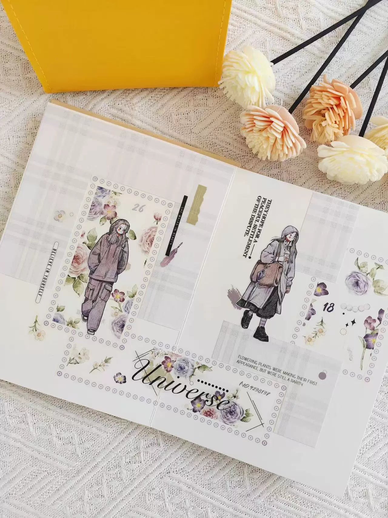 Kaixiaoxun Vol8 【Walked By】 Pre-Cut Washi/Matte PET Tape for Scrapbook Supplies,Junk Journal Supplies