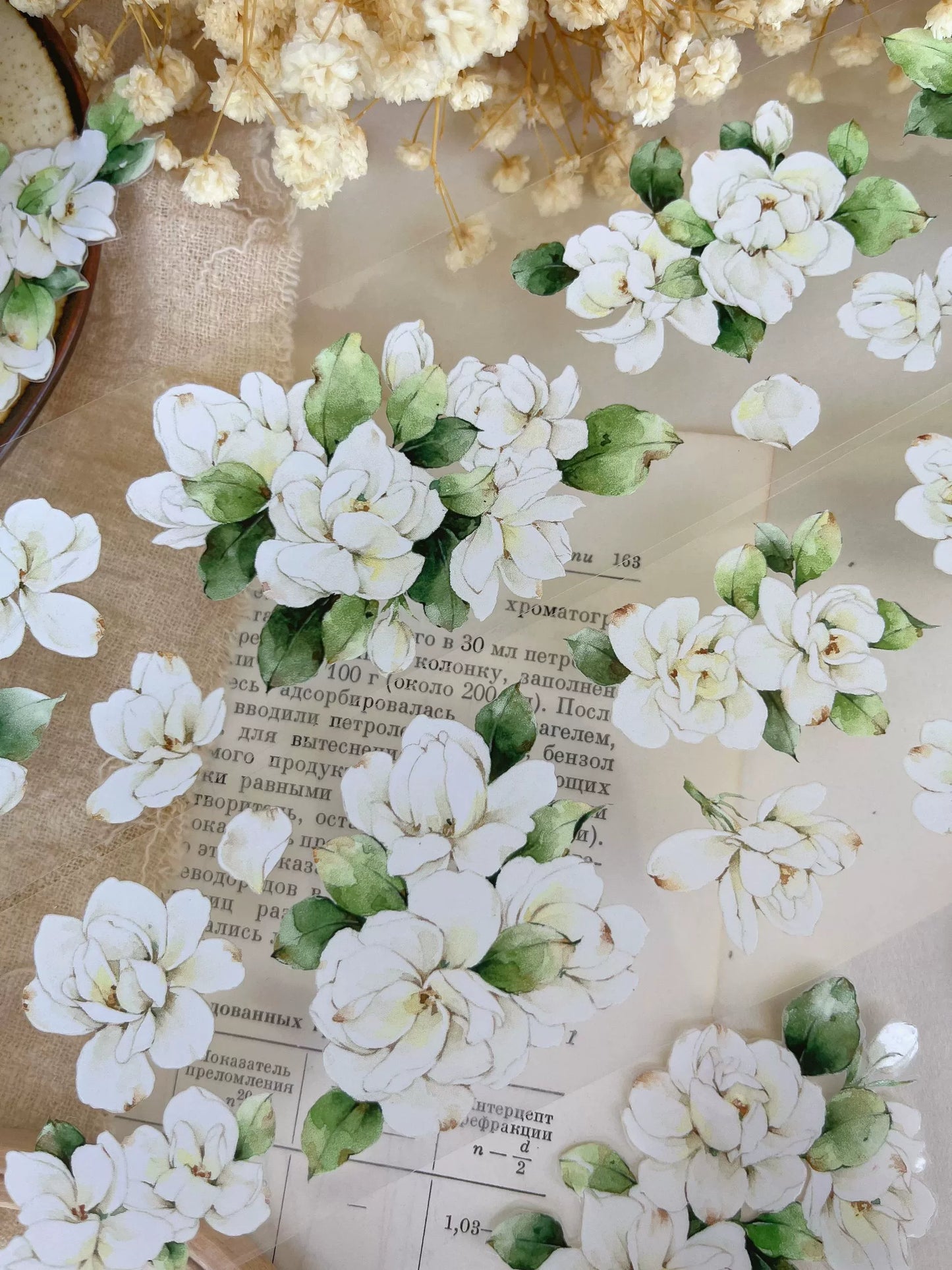 YiEr Vol11【Jasmine Flower】Floral Washi Tape and PET Stickers