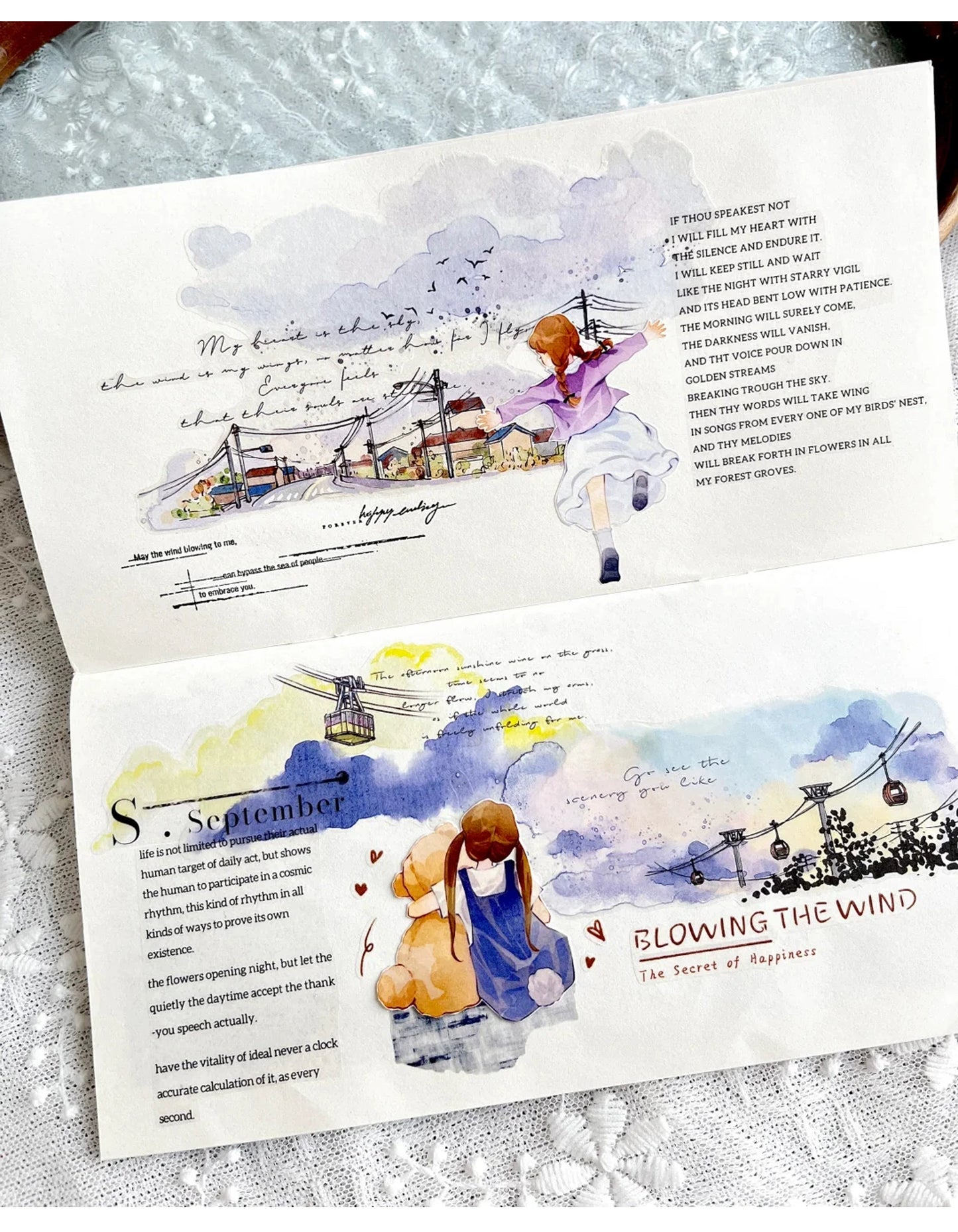 ZiYuanSu Vol12【Light Wind Cloud Shadow】Scene/Landscape Pre-cut Washi/PET Tape,for Scrapbook Supplies,Scrapbook Tape Stickers,Junk Journal Supplies