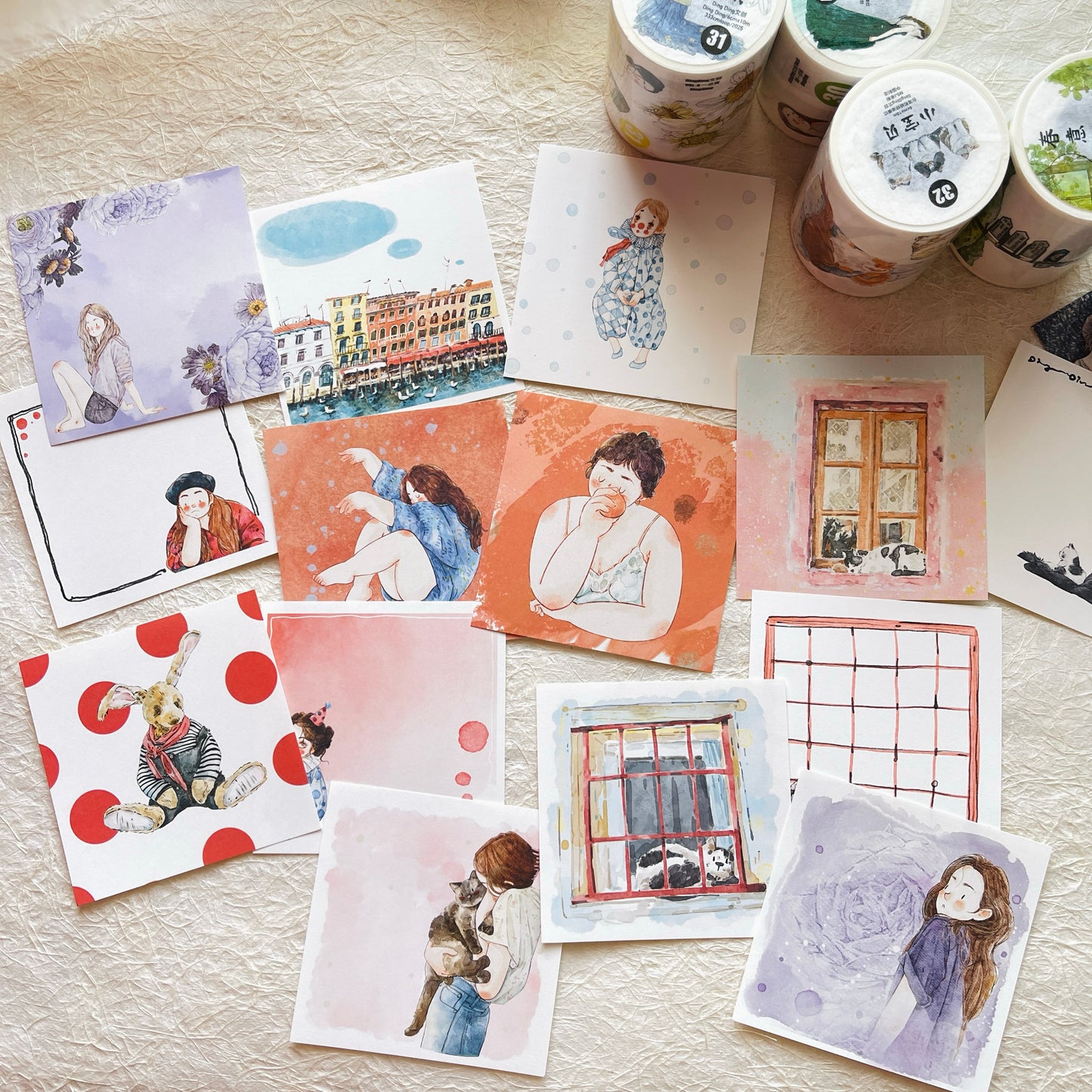 DingDing Vol9 【96 Pcs Square Note Paper With Unique Patterns】,Original Design Bookmark,Card,Gifts for Readers, Page Marker Book Markers for Women Girls Adults Kids