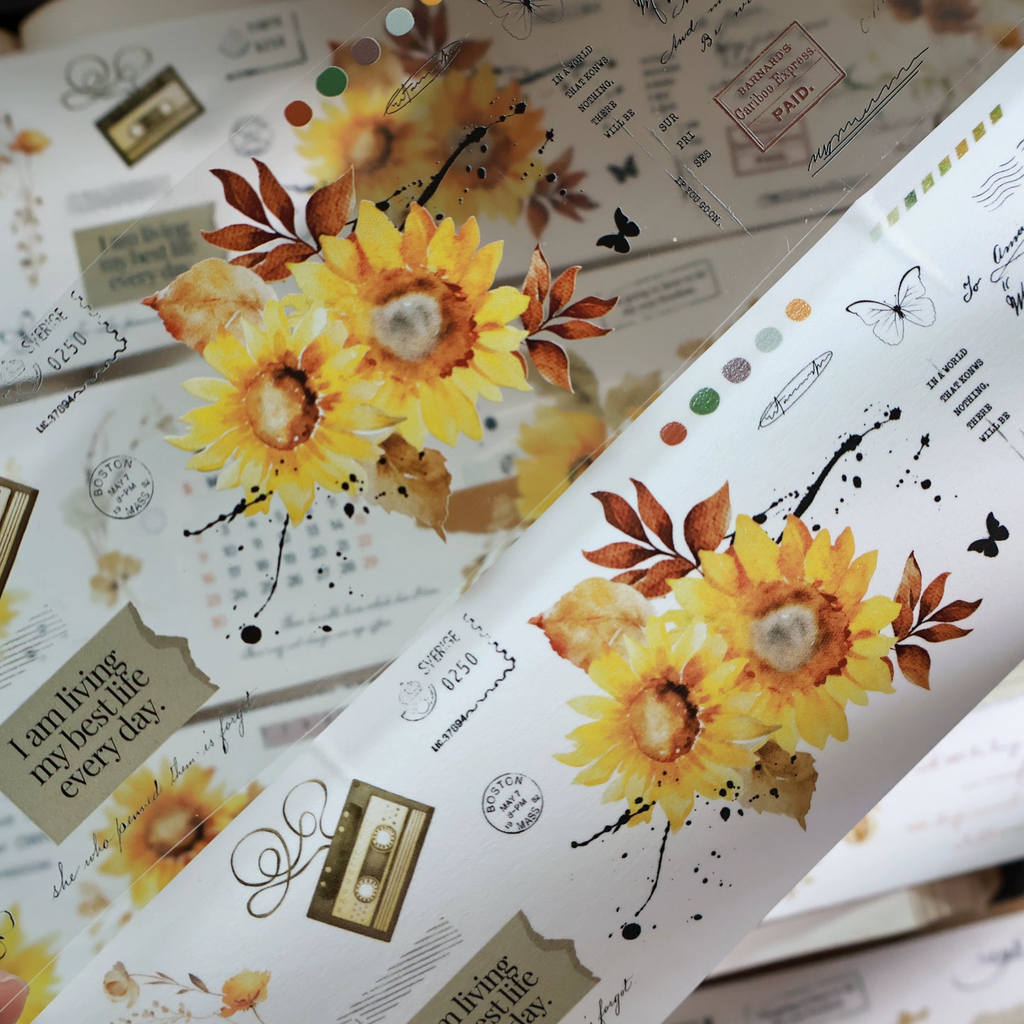 YiEr Vol13【Sunflower】Orginal Design Washi/Pet Floral Tape Light Retro Landscaping Stickers