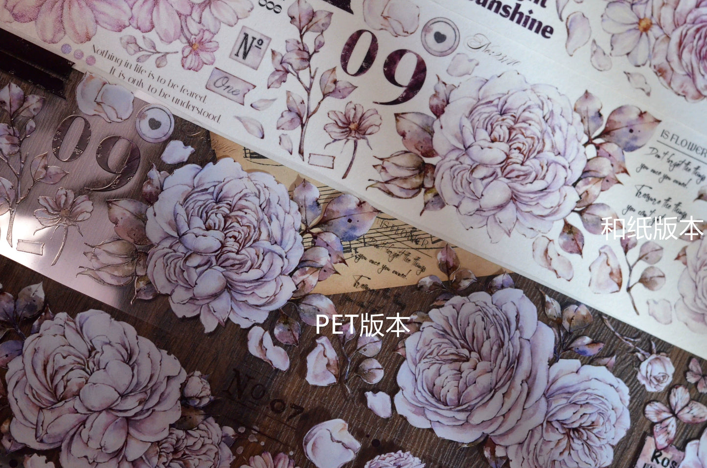 XiaoBaiJia【It's A Flower】Light Retro Orginal Design Washi Pet Austin Rose Floral Tape Light Retro Landscaping Stickers