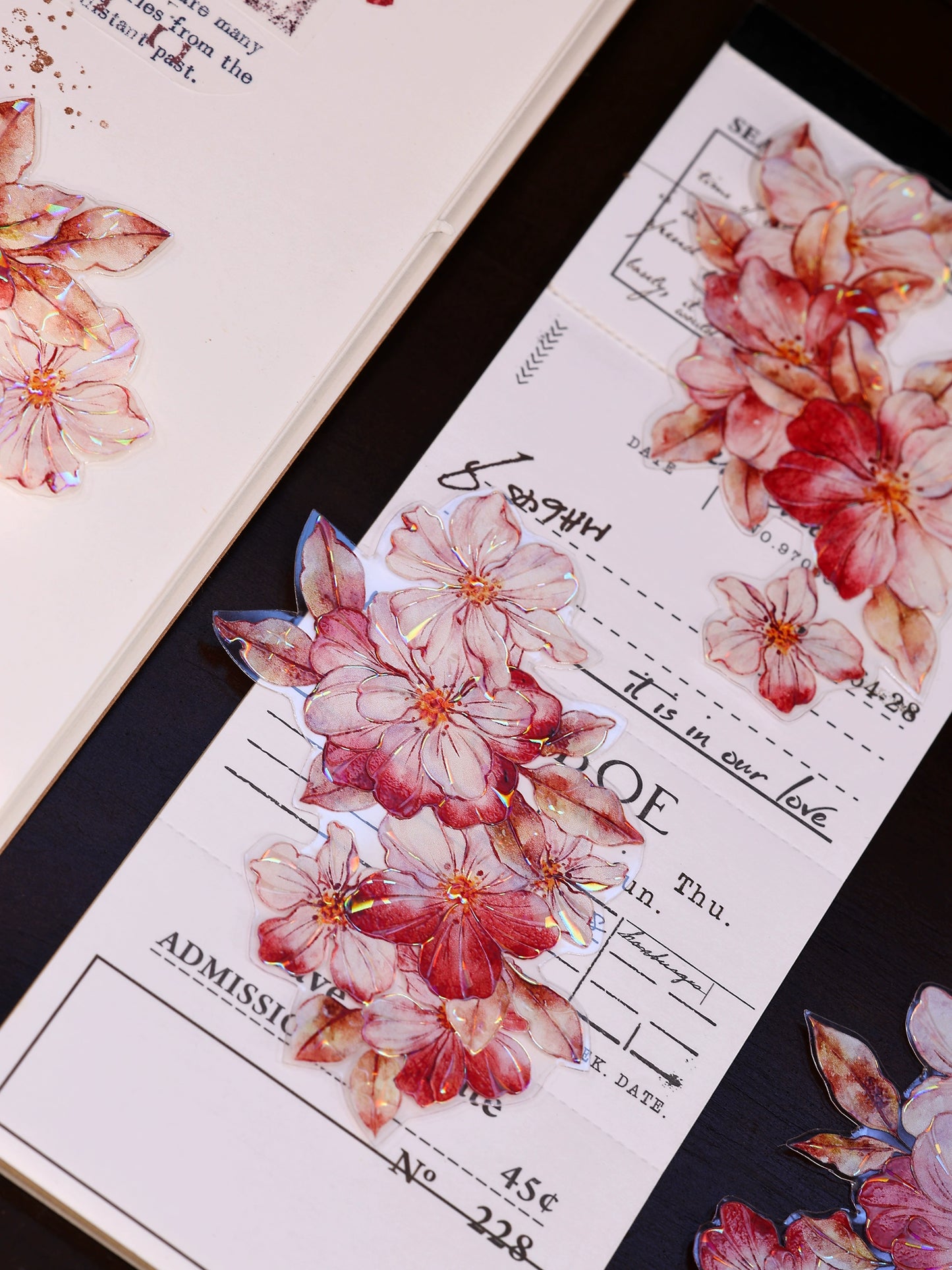 XiaoBaiJia【Red Longing Follower】Light Retro Red Flower Orginal Design Washi Pet Floral Tape Landscaping Stickers