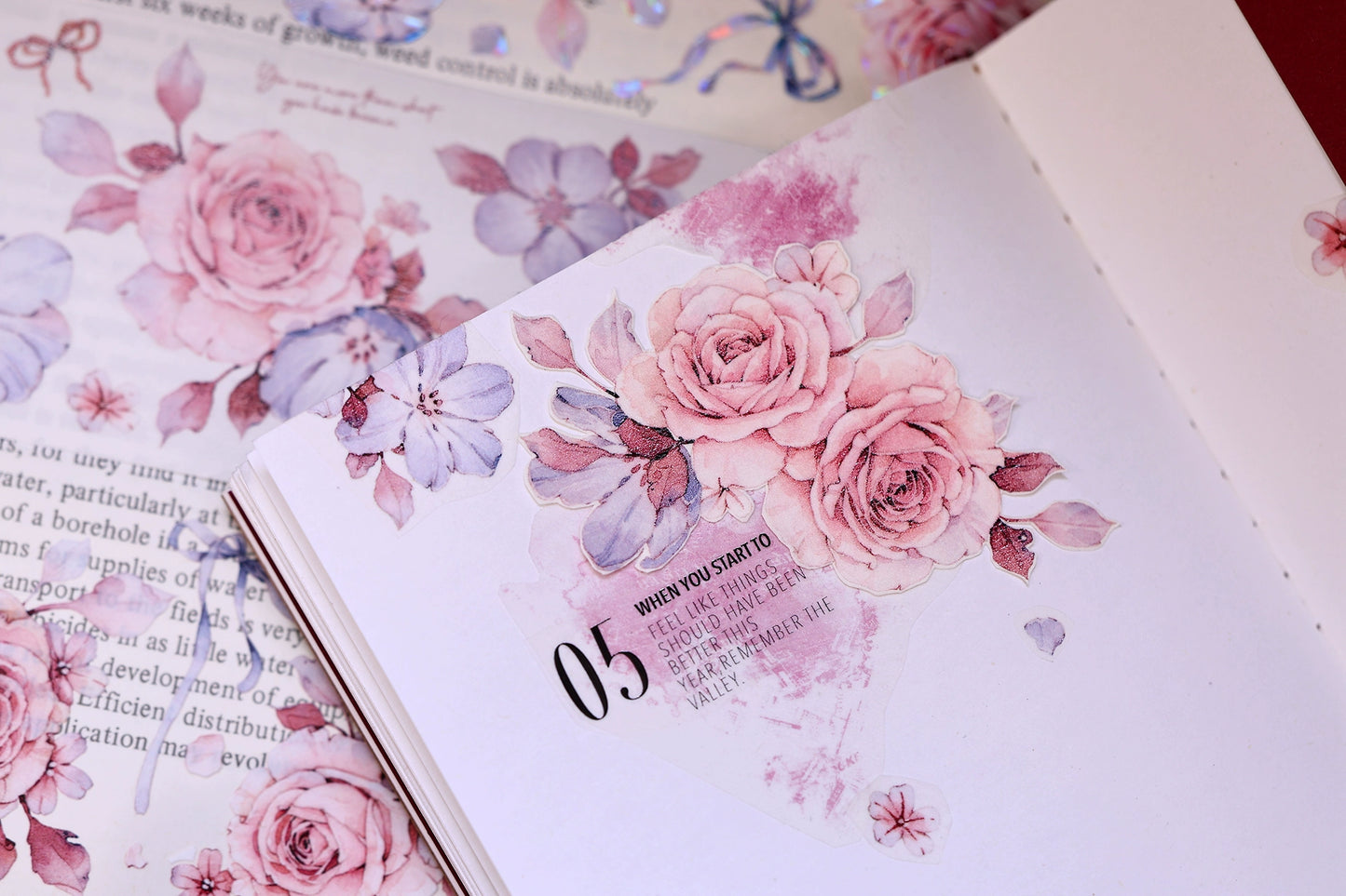 XiaoBaiJia【Clear Sky/Morning Mist】Light Retro Mint Green Flower Orginal Design Washi Pet Floral Tape Landscaping Stickers