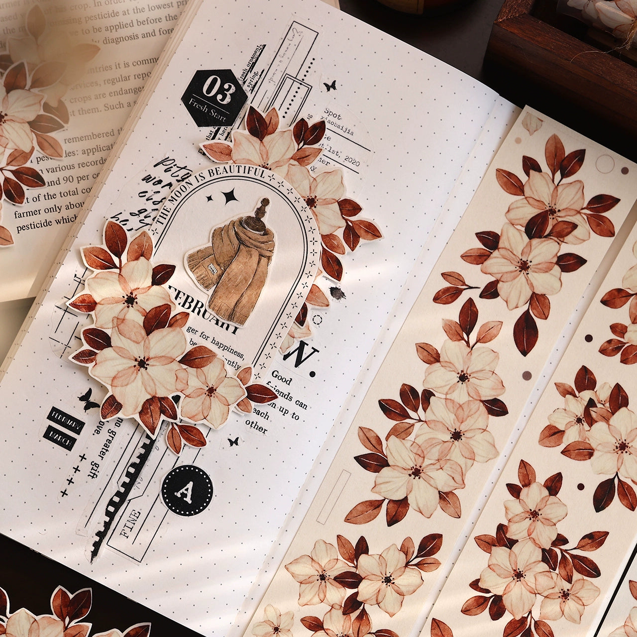 XiaoBaiJia【Frame Collection】Light Retro Chinese and English Text Border Washi PET Tape