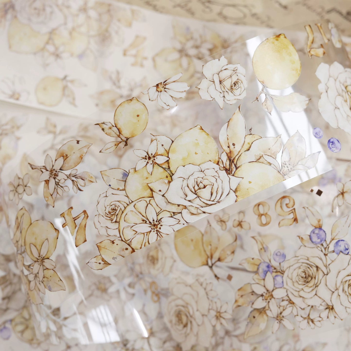 XiaoBaiJia【Afternoon Sunshine】Light Retro Fresh Lemon Flower and Paper PET Washi/PET Tape