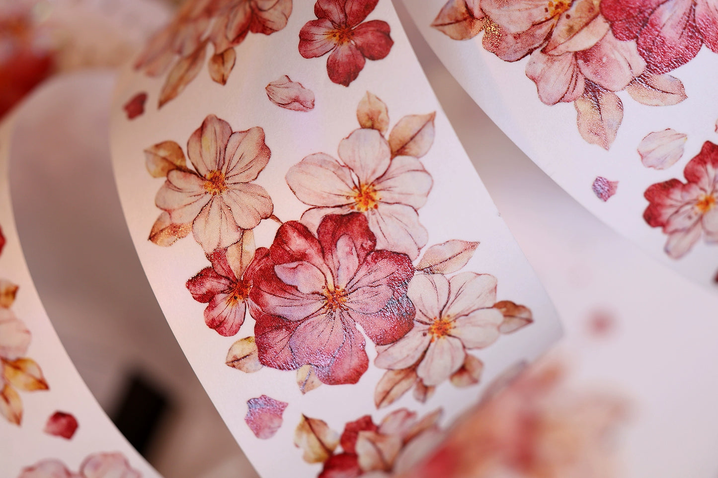 XiaoBaiJia【Red Longing Follower】Light Retro Red Flower Orginal Design Washi Pet Floral Tape Landscaping Stickers