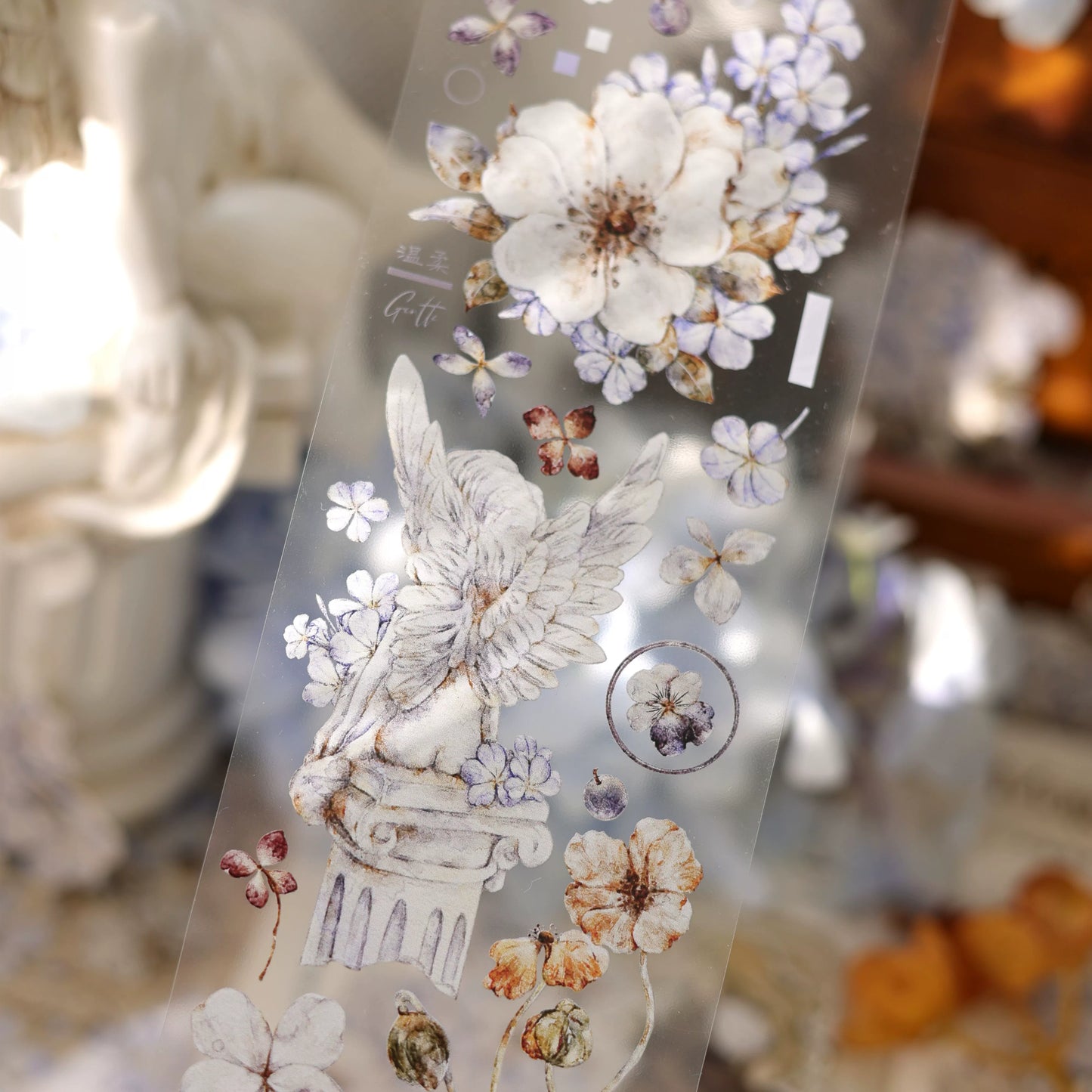 XiaoBaiJia 【Plumbago Auriculata】Orginal Design Washi/Pet Tape Light Retro Landscaping Stickers,for Scrapbook Supplies,Scrapbook Tape Stickers,Junk Journal Supplies