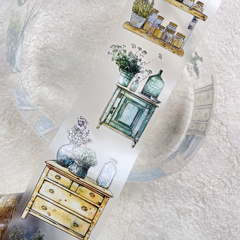 DingDing Vol8【29#Reside】Home Furnishing,Original Design Vintage Scenery Washi/PET Tape Stickers, for Scrapbook Supplies,Scrapbook Tape Stickers,Junk Journal Supplies, Journaling Stickers,Bullet Journals