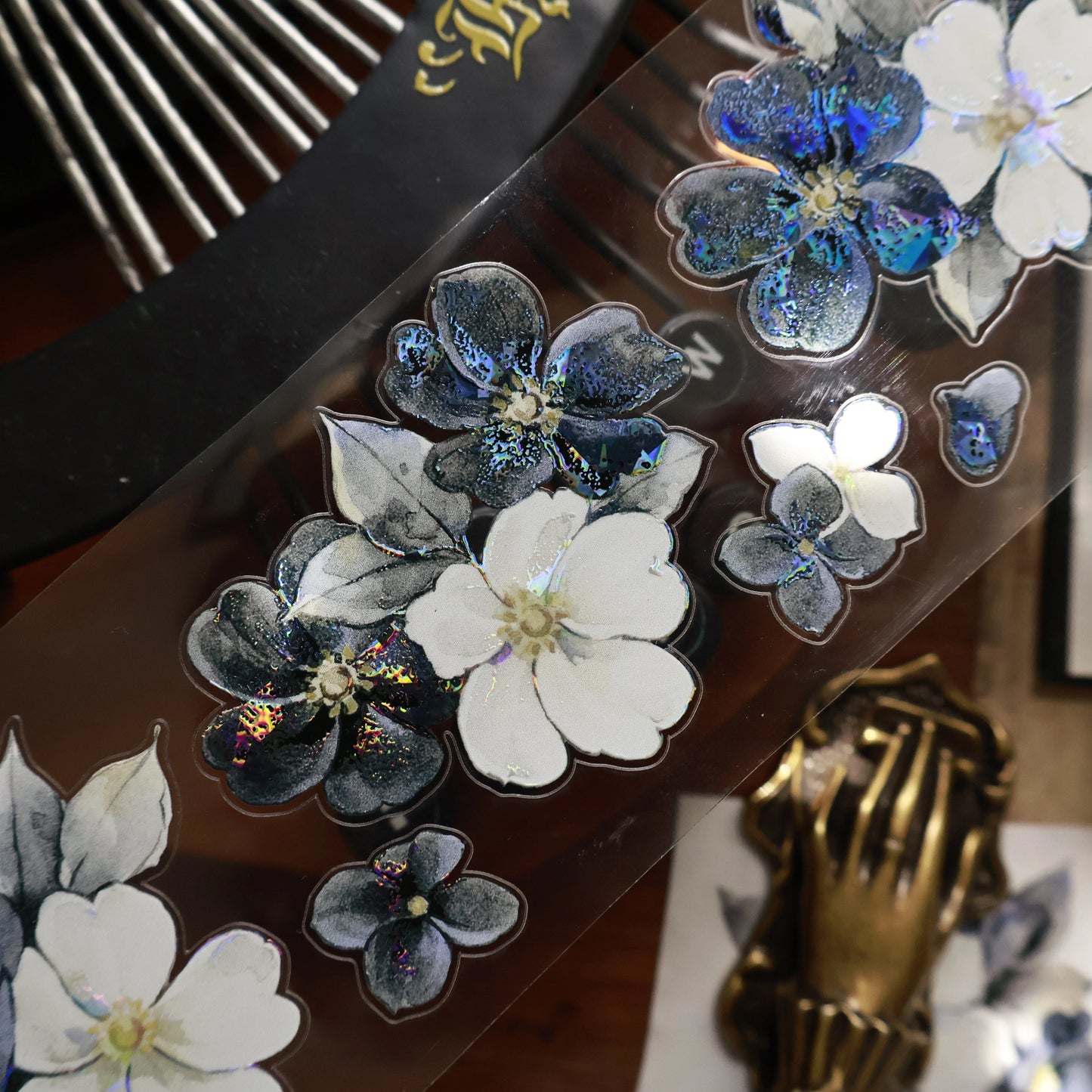 YiEr Vol15【Black and White Narrative Language】Orginal Design Pre-cut Washi/Pet Floral Tape Light Retro Landscaping Stickers