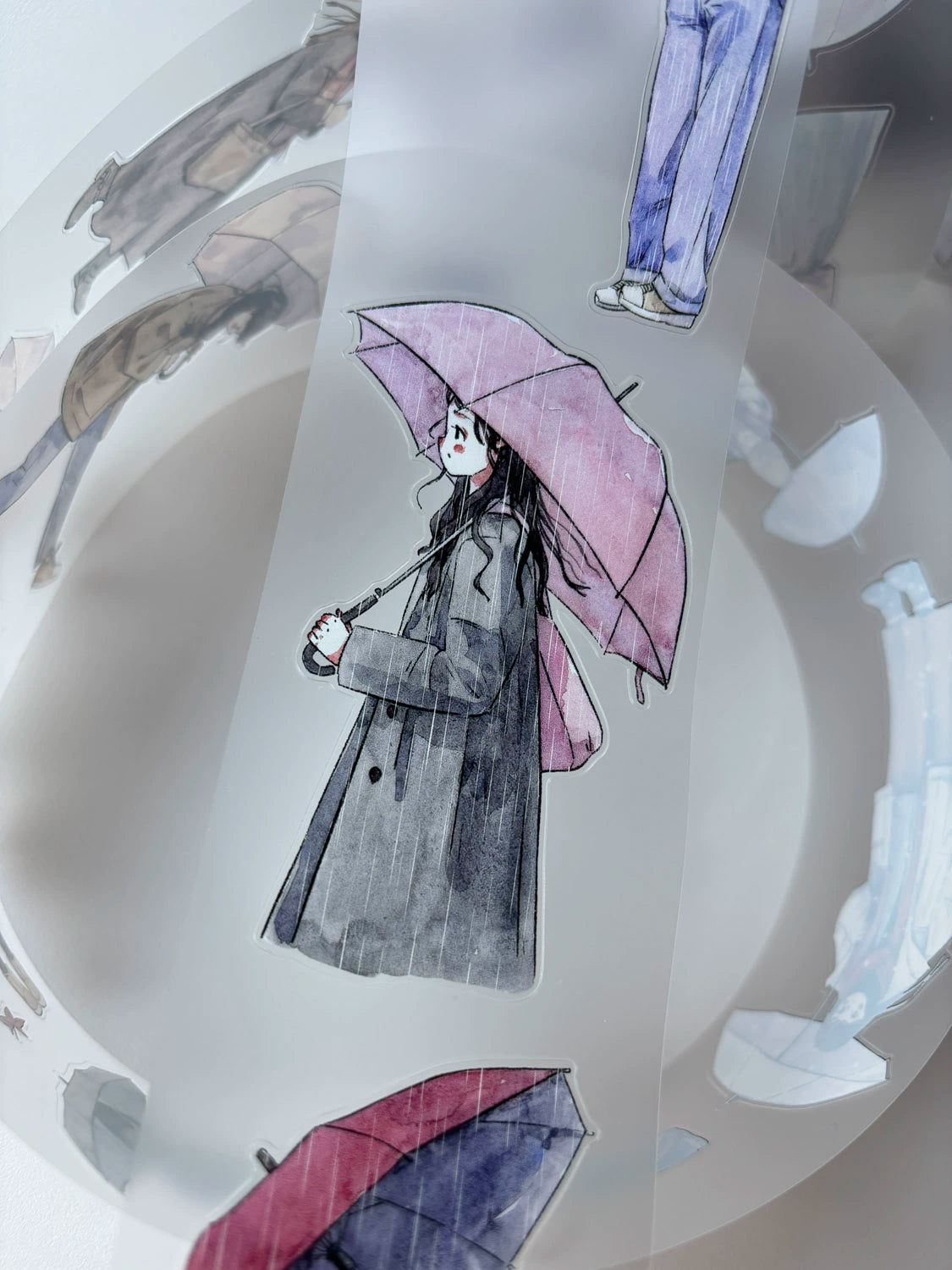 Kaixiaoxun Vol8 【Hold An Umbrella】 Pre-Cut Washi/Matte PET Tape for Scrapbook Supplies,Junk Journal Supplies